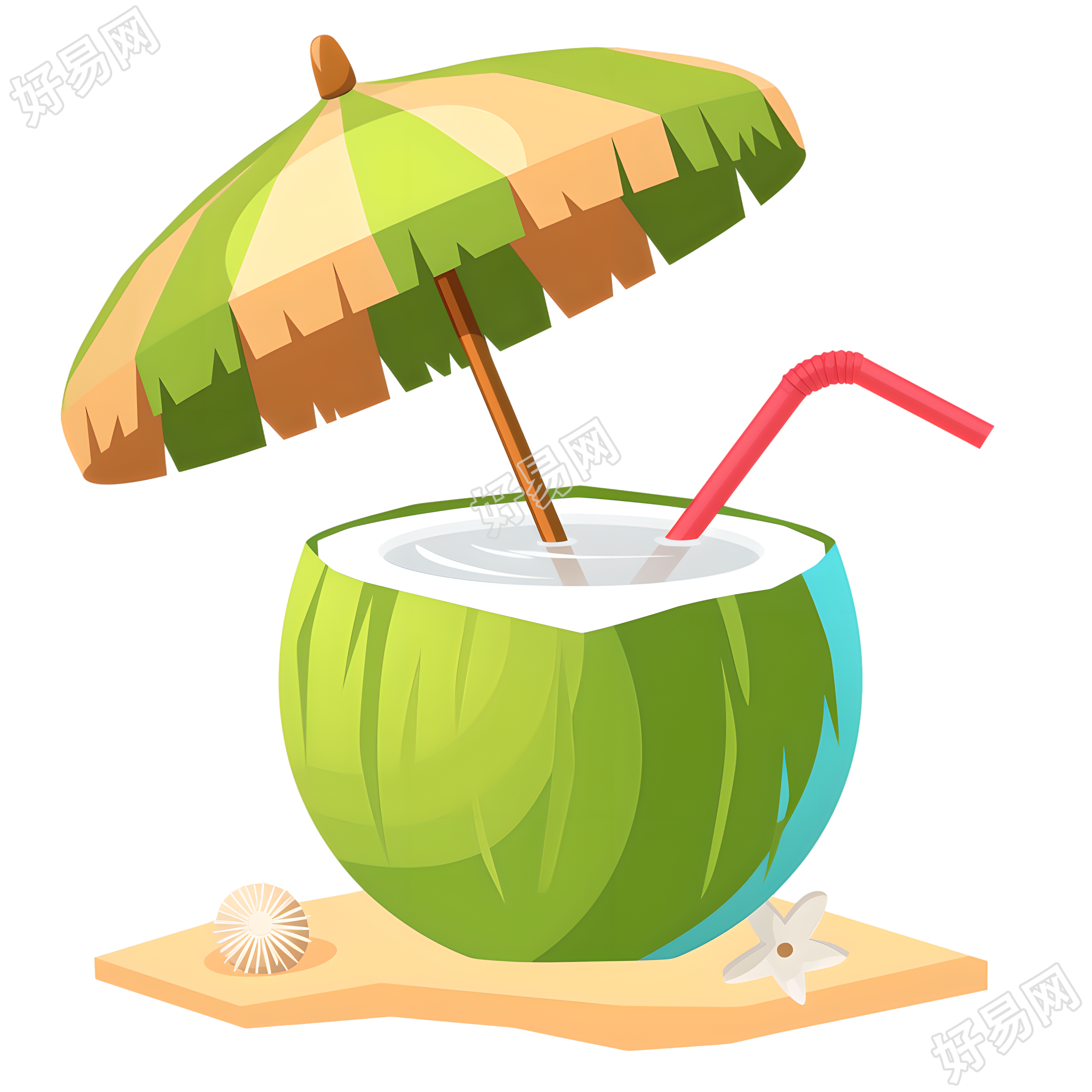 椰子水夏季清新元素