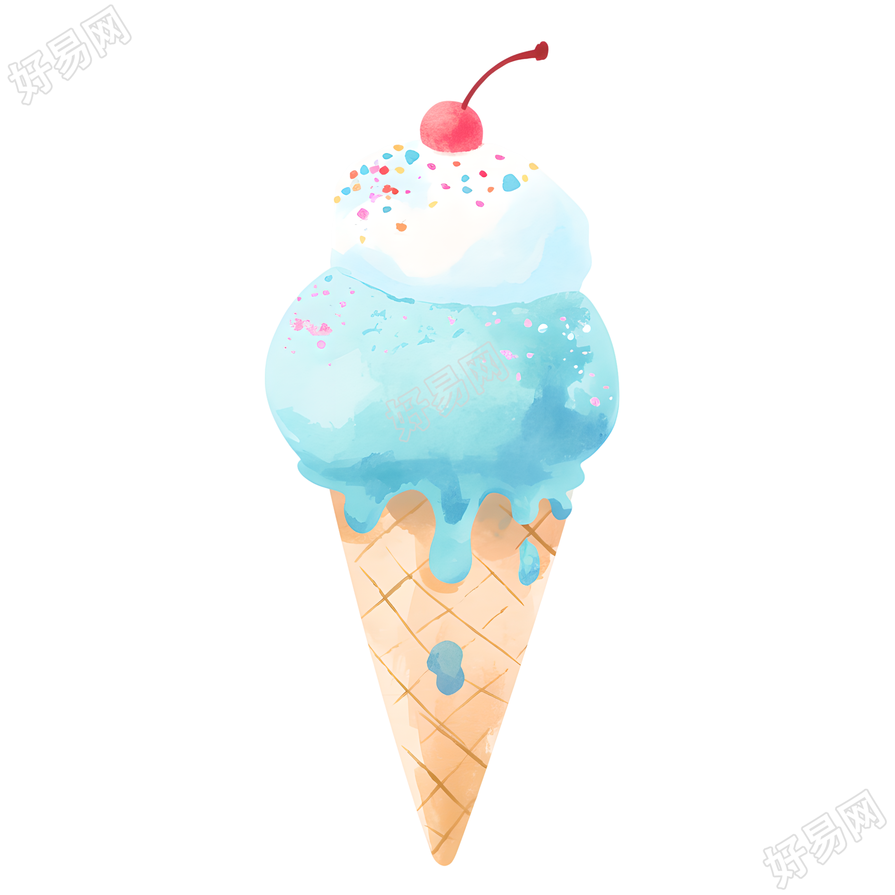 冰激凌夏日清新元素