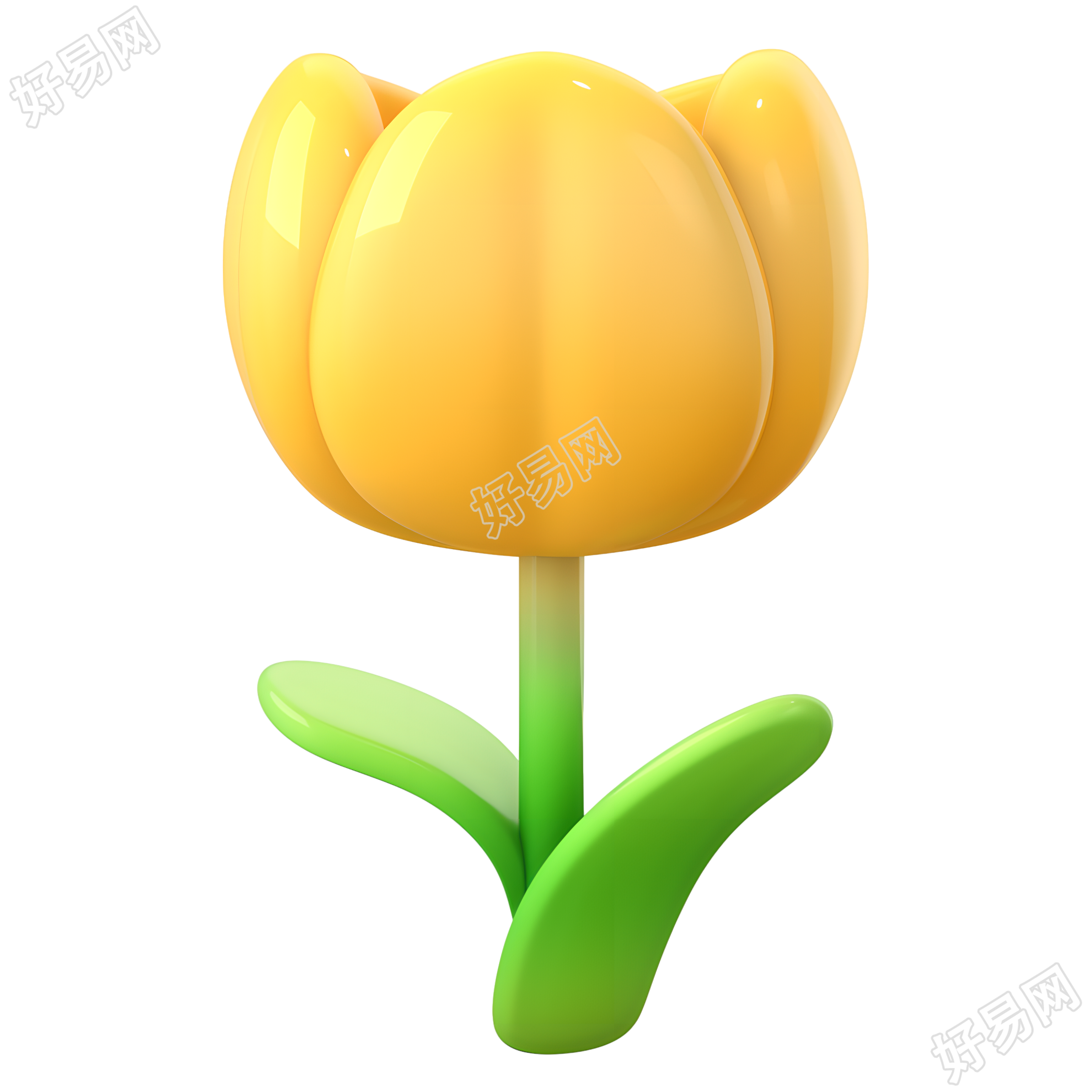 3D黄色小花插图