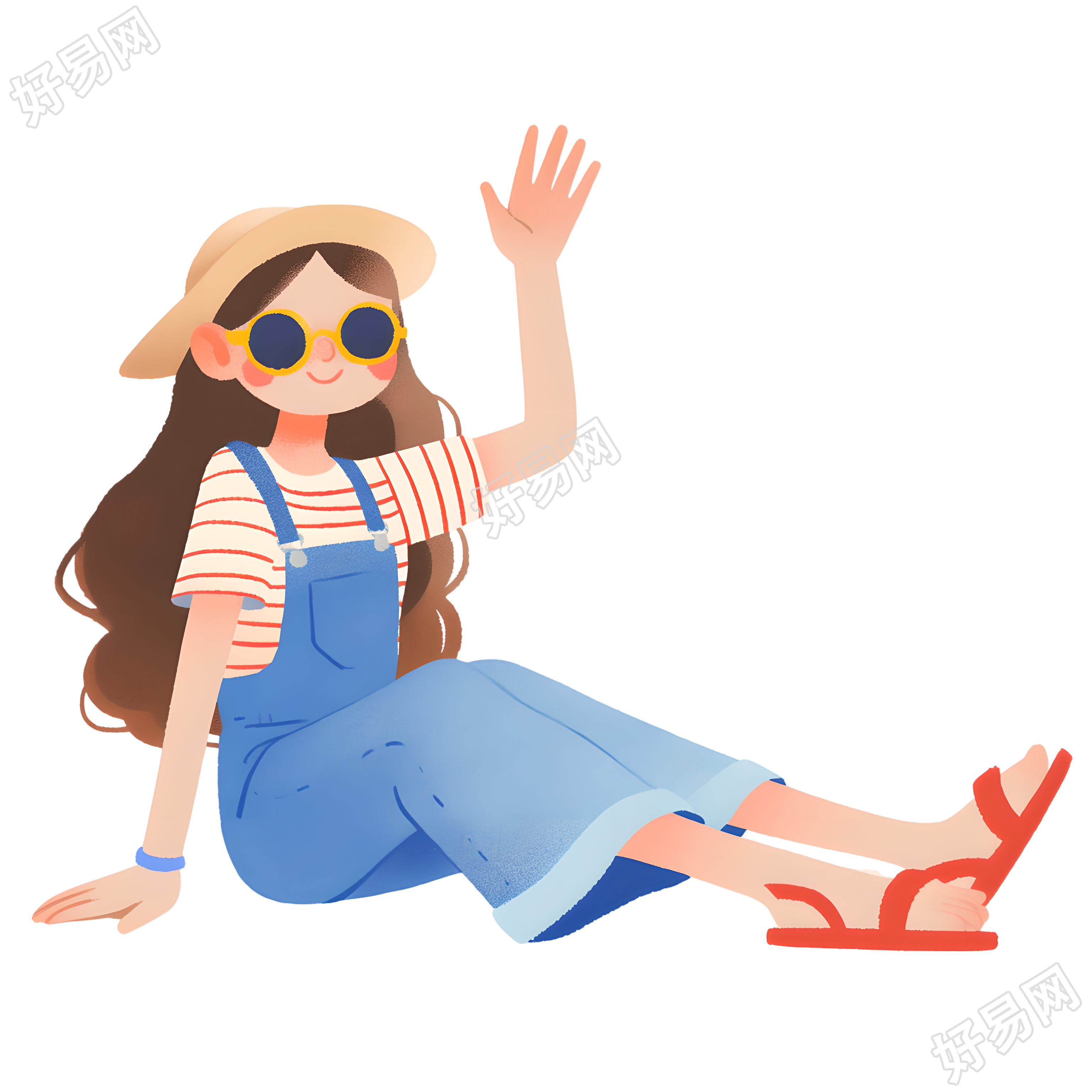 海边旅游女孩插图