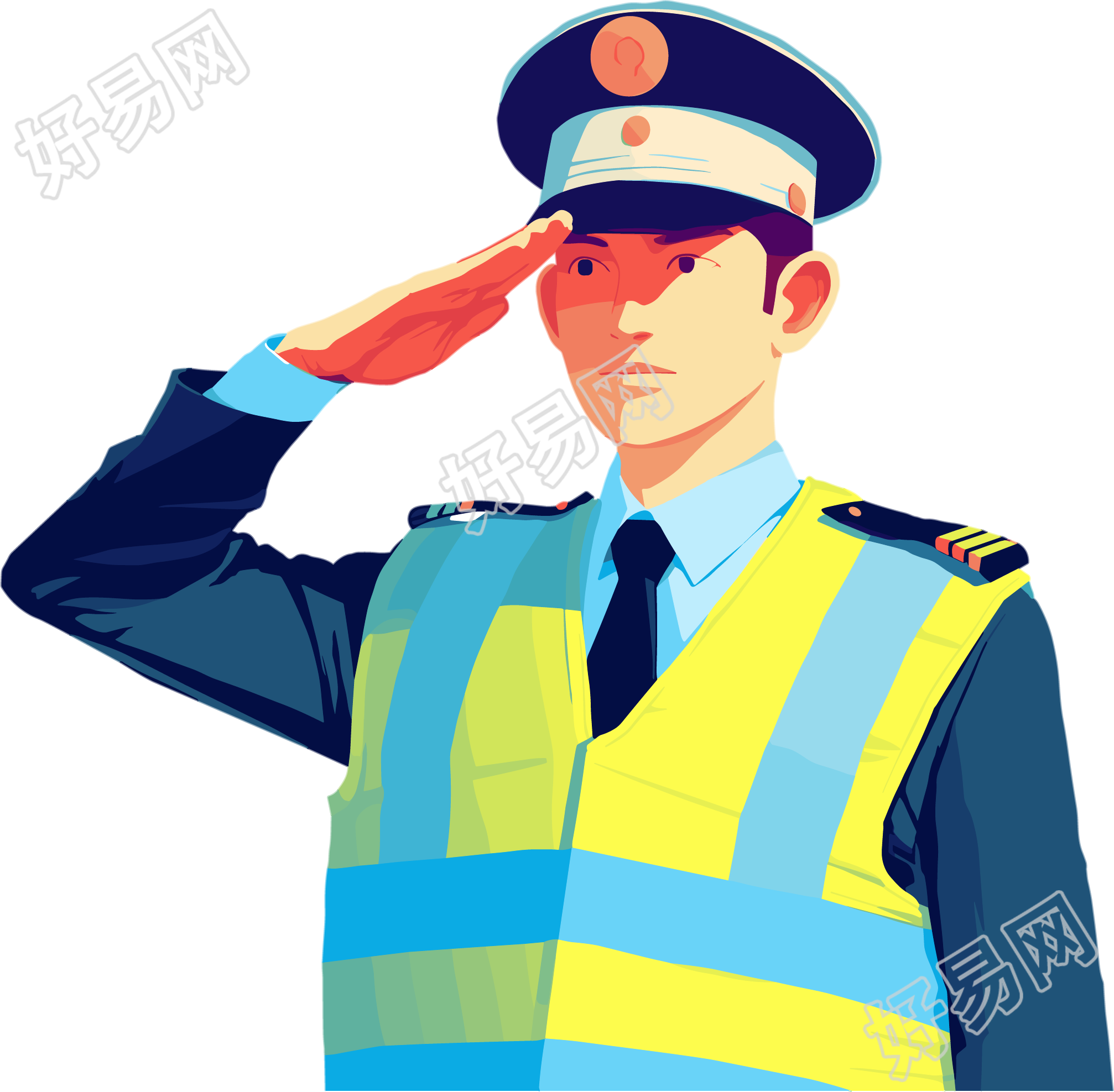 交警向量插图