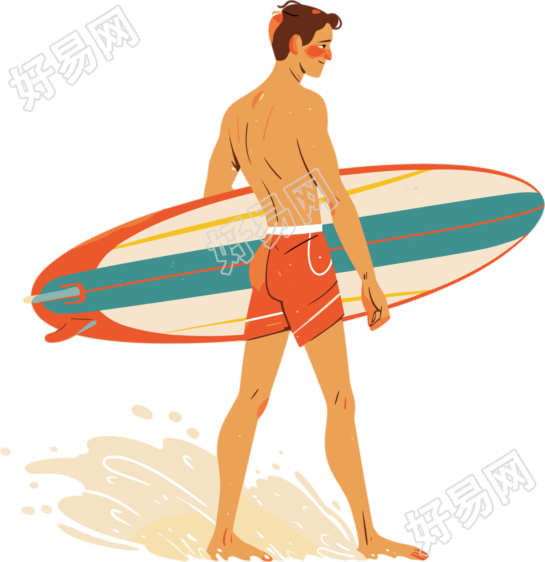 冲浪男生元素