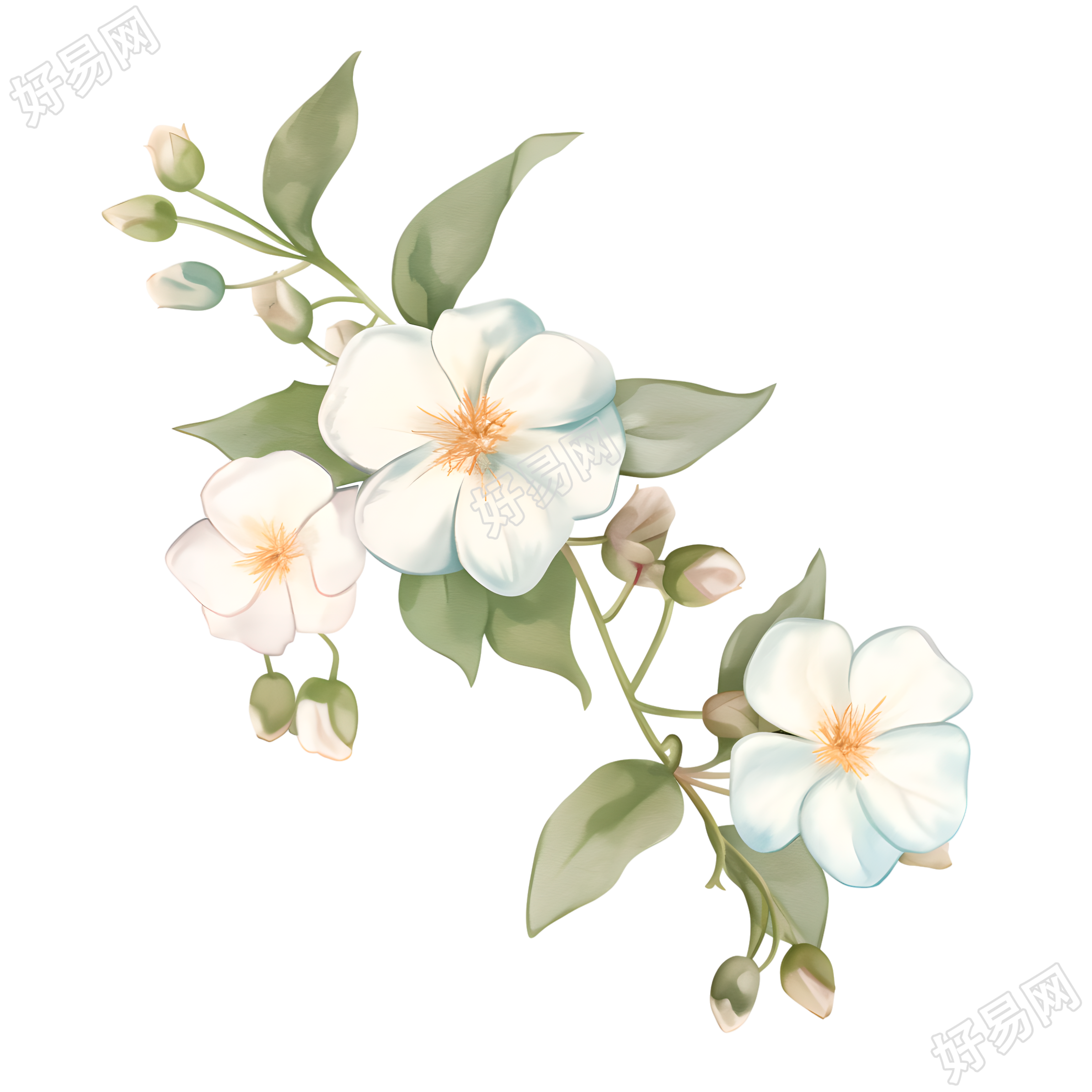 水彩植物商业设计素材
