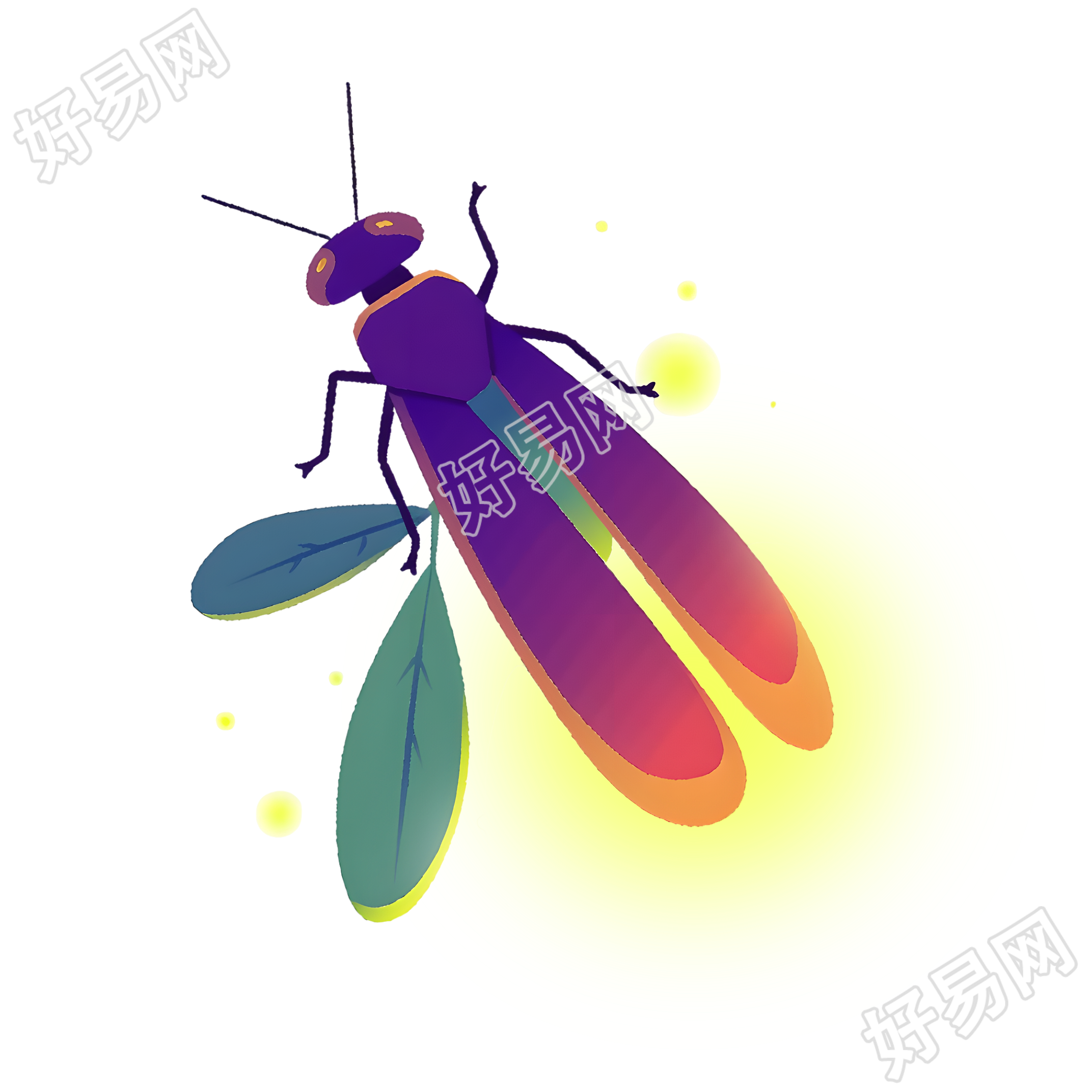 萤火虫矢量插图