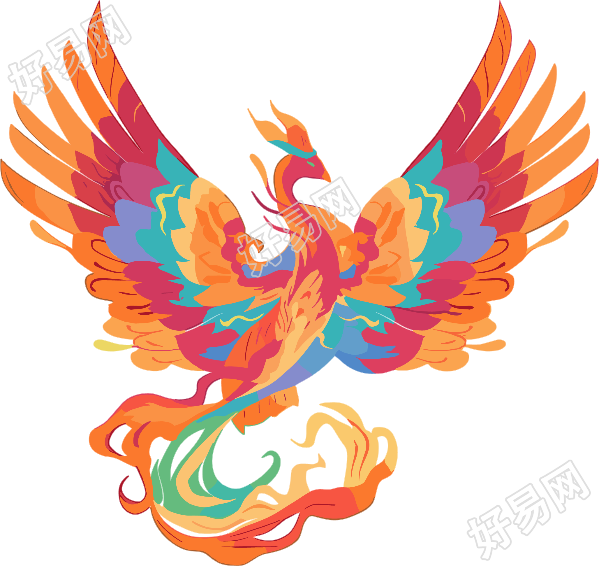 凤凰简约风格插画
