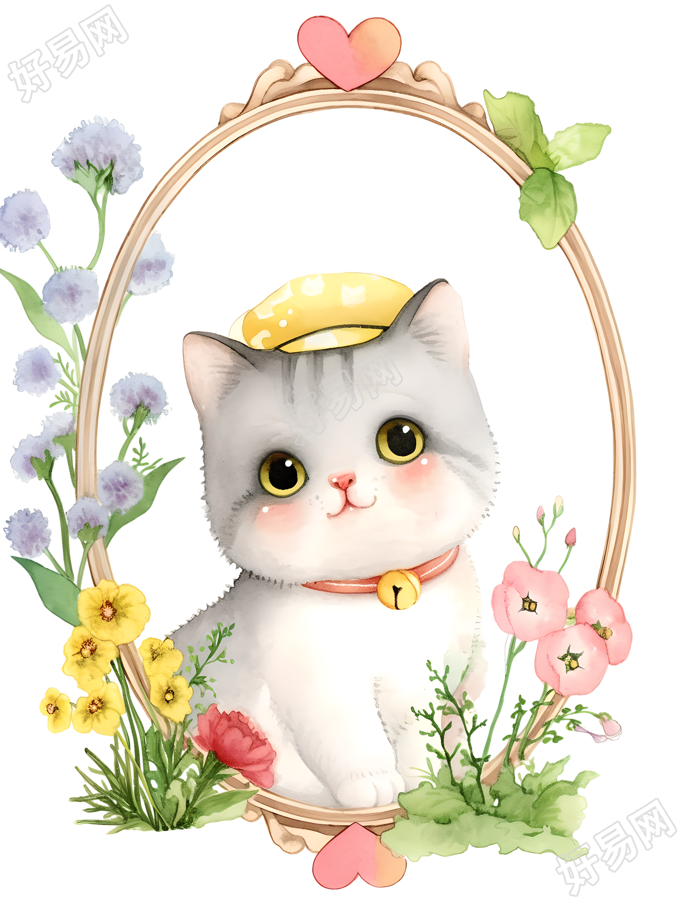 小猫儿童水彩素材