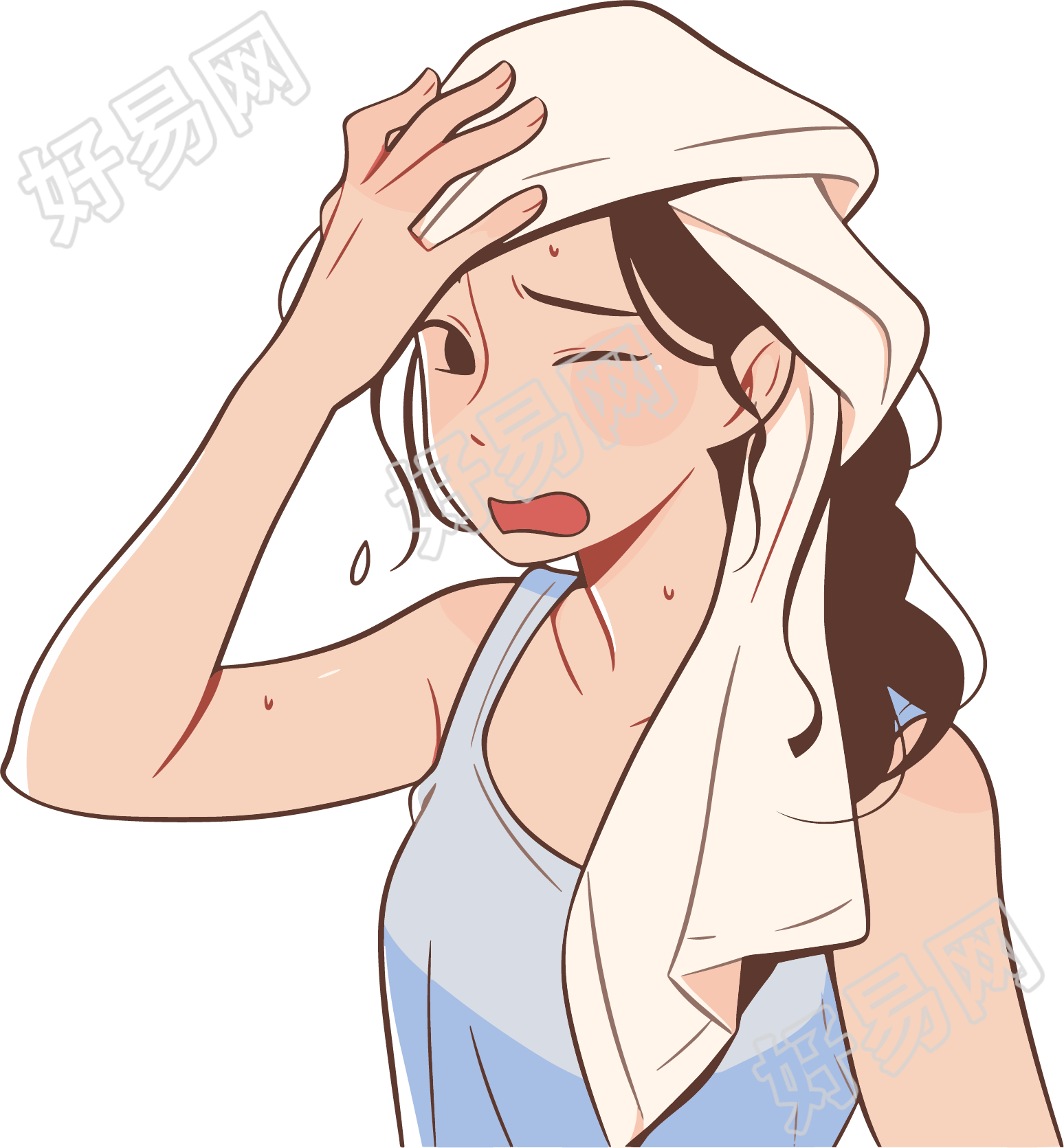 中暑女孩夏季防暑素材