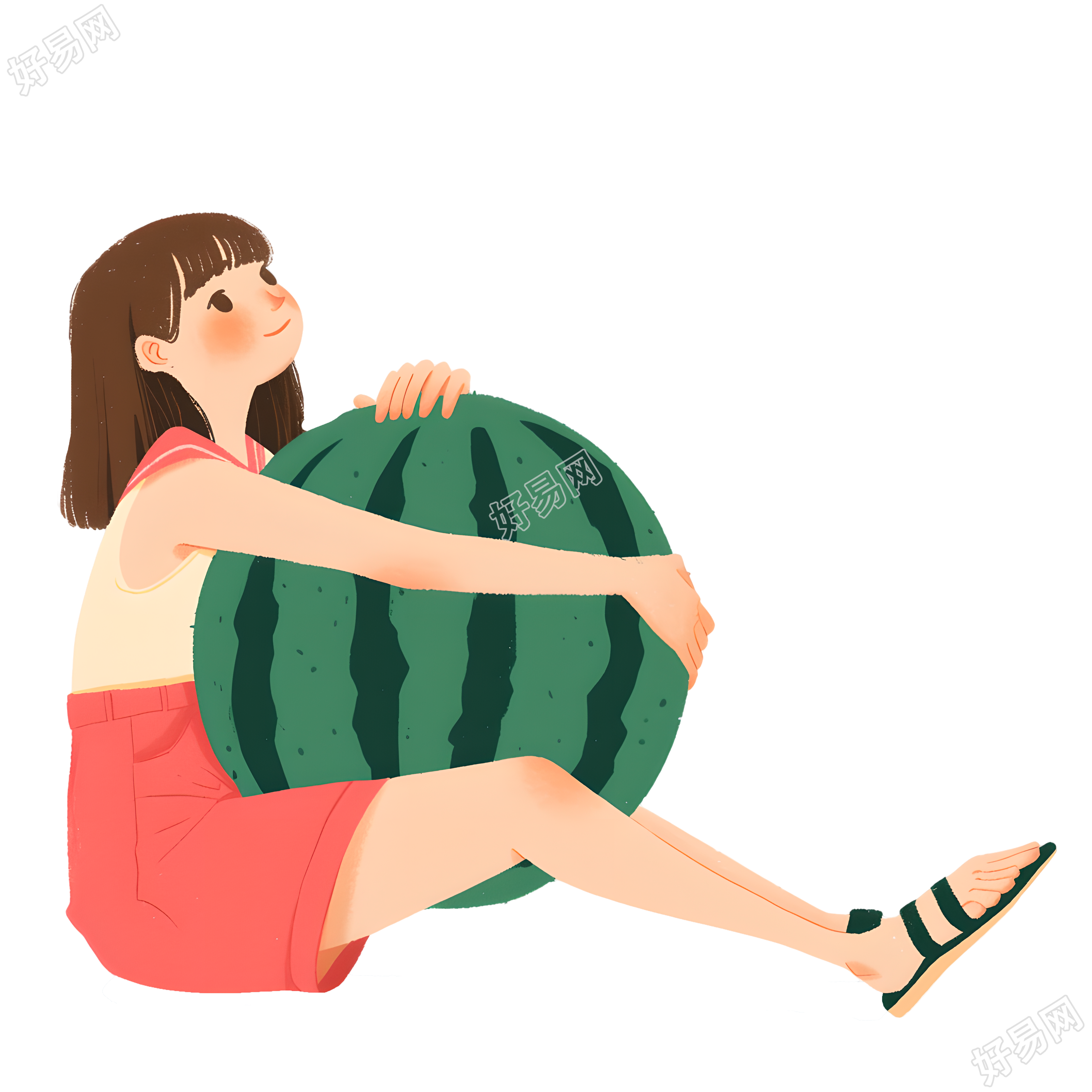 西瓜女孩夏天插图