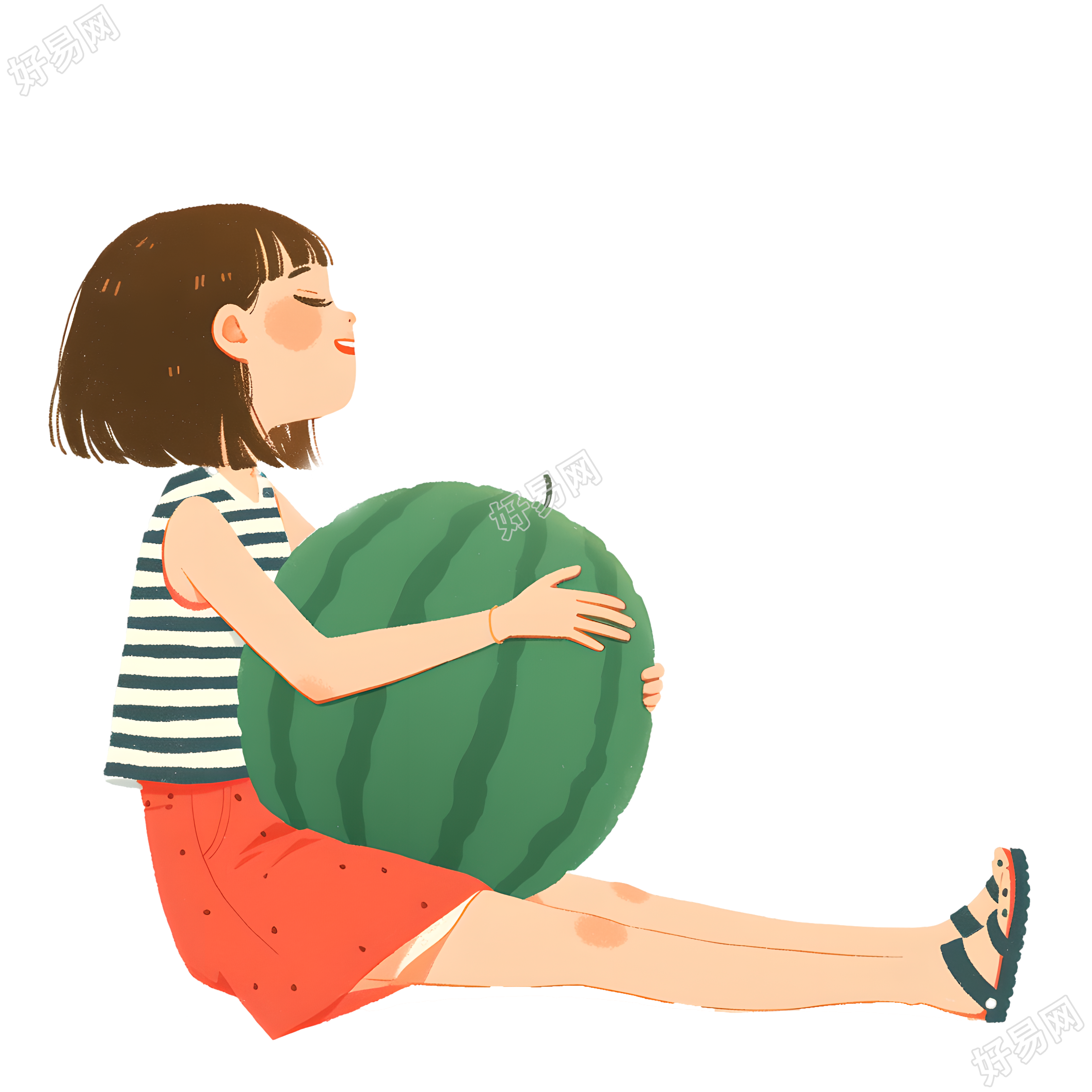 西瓜女孩创意夏天素材