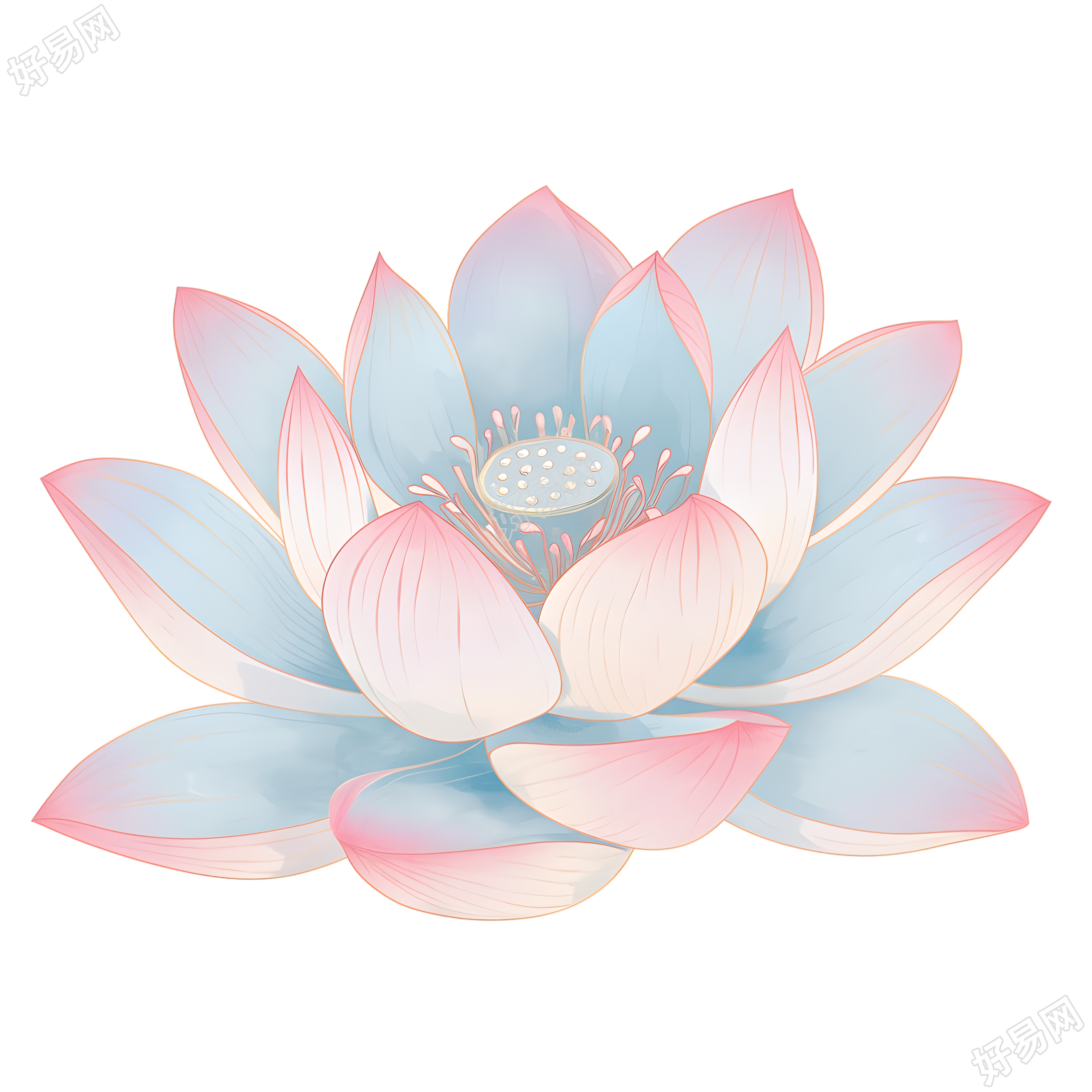 荷花夏天简洁插图