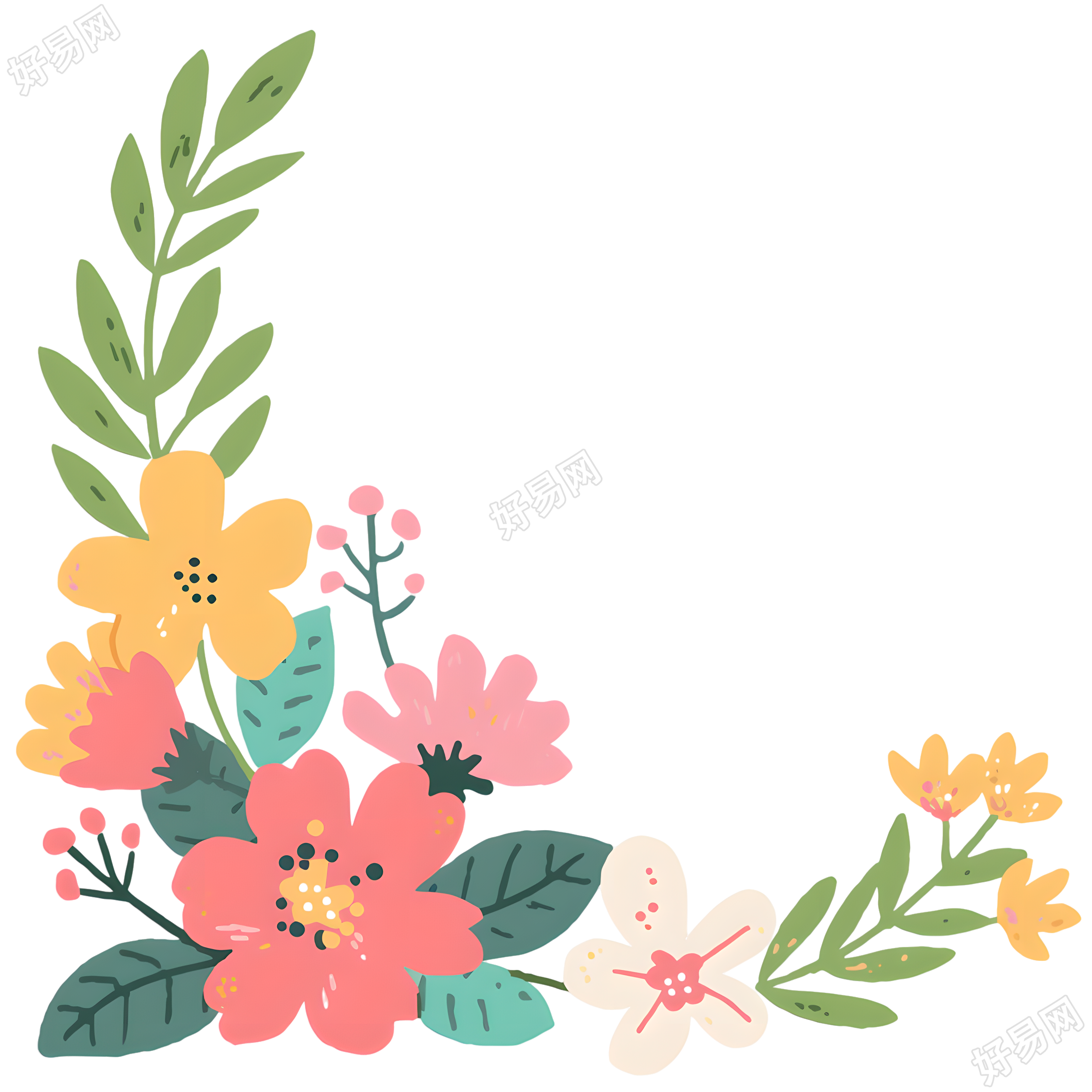 小花简约插画
