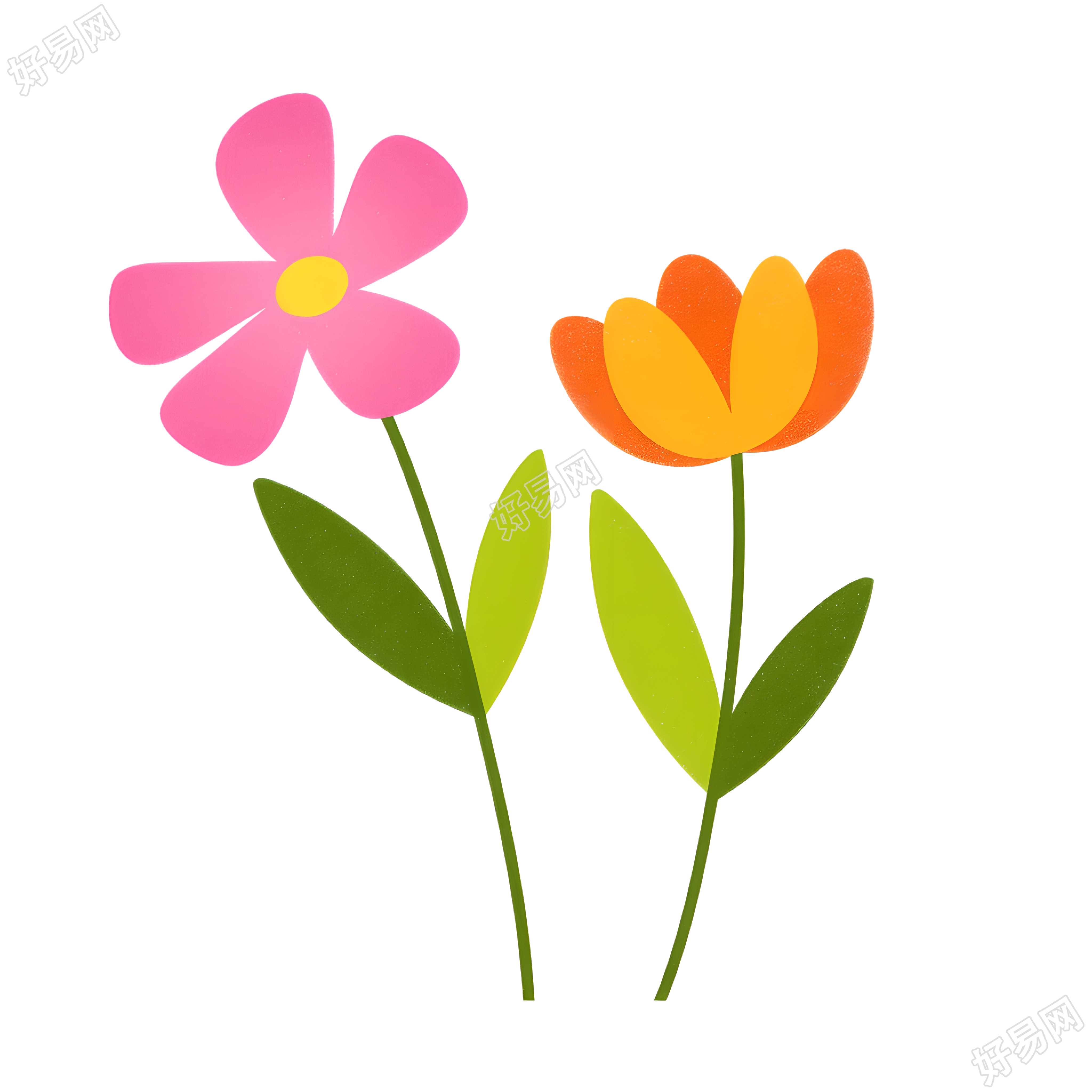 小花卡通风格插画