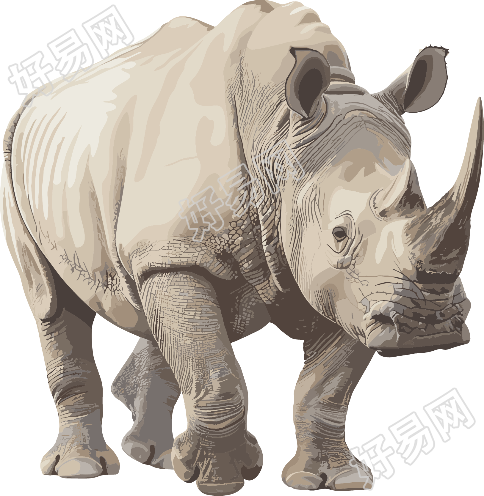 犀牛珍稀动物插图
