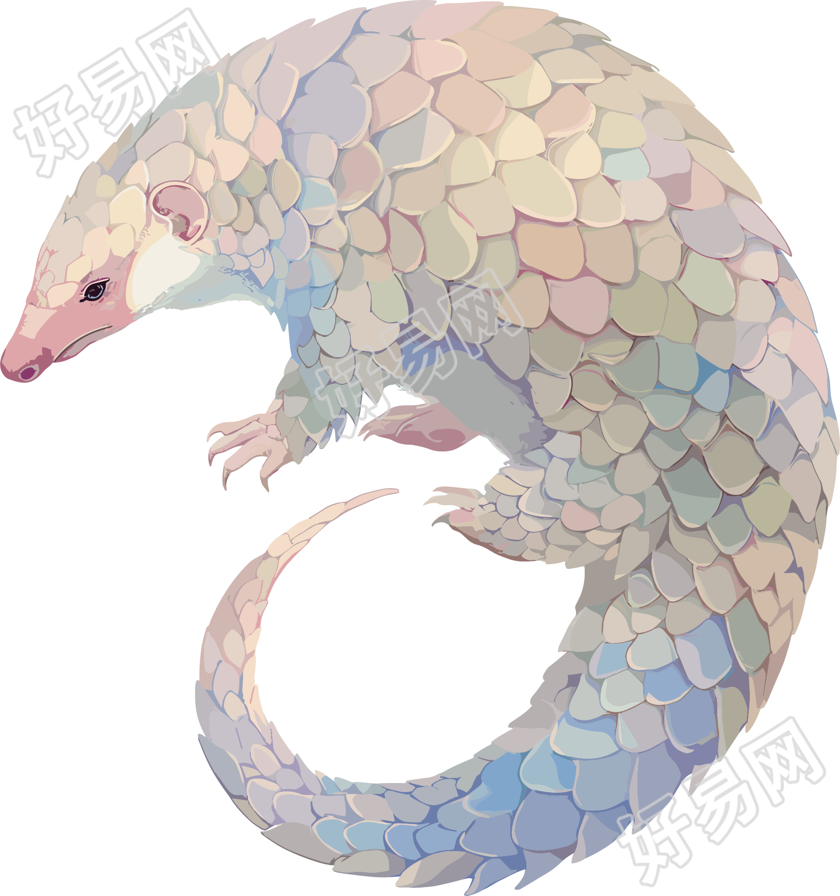 穿山甲珍稀动物插画