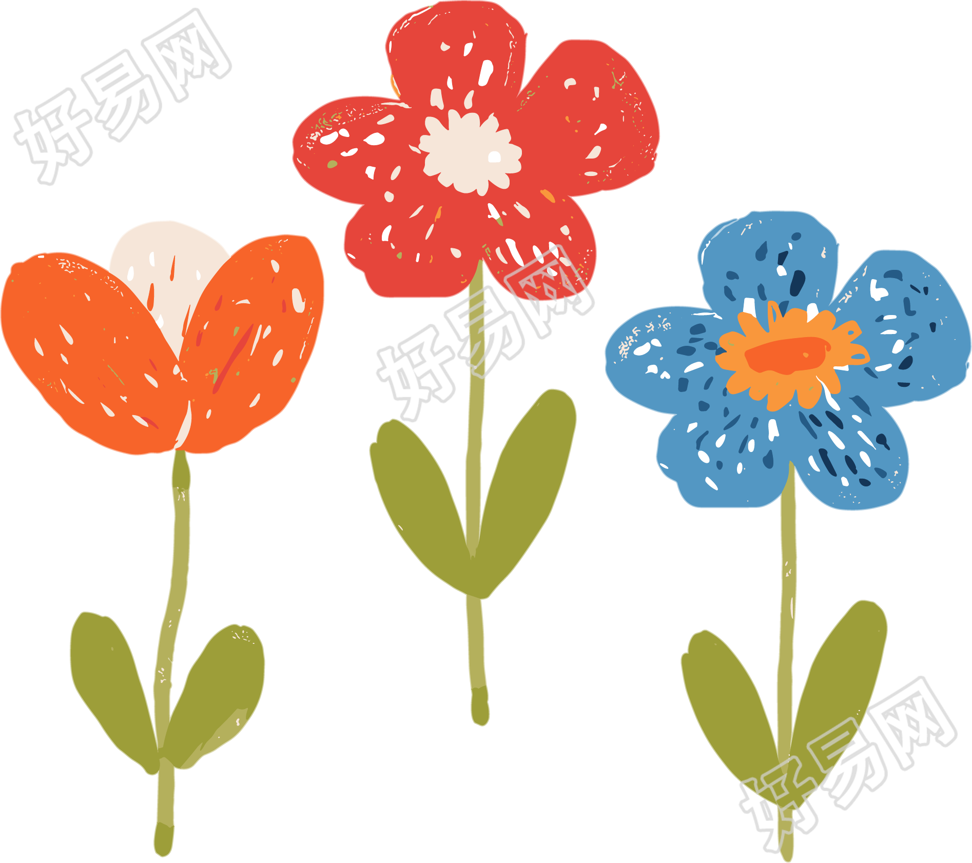 小花蜡笔画素材