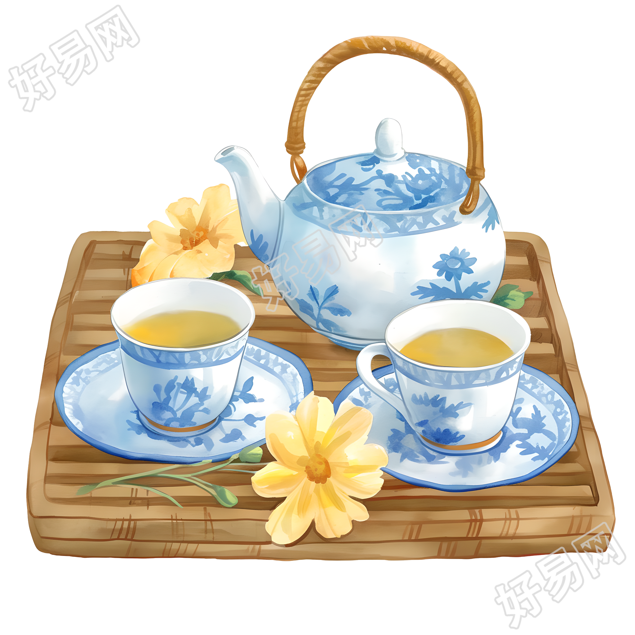 陶瓷茶壶茶杯元素
