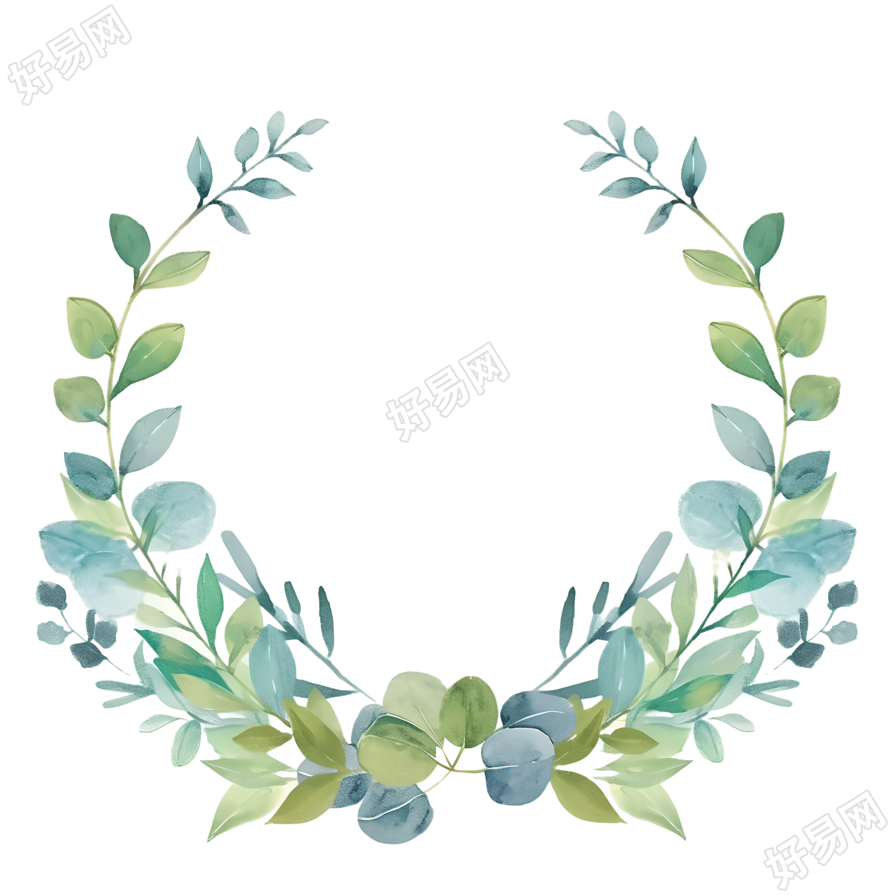 水彩花环插图