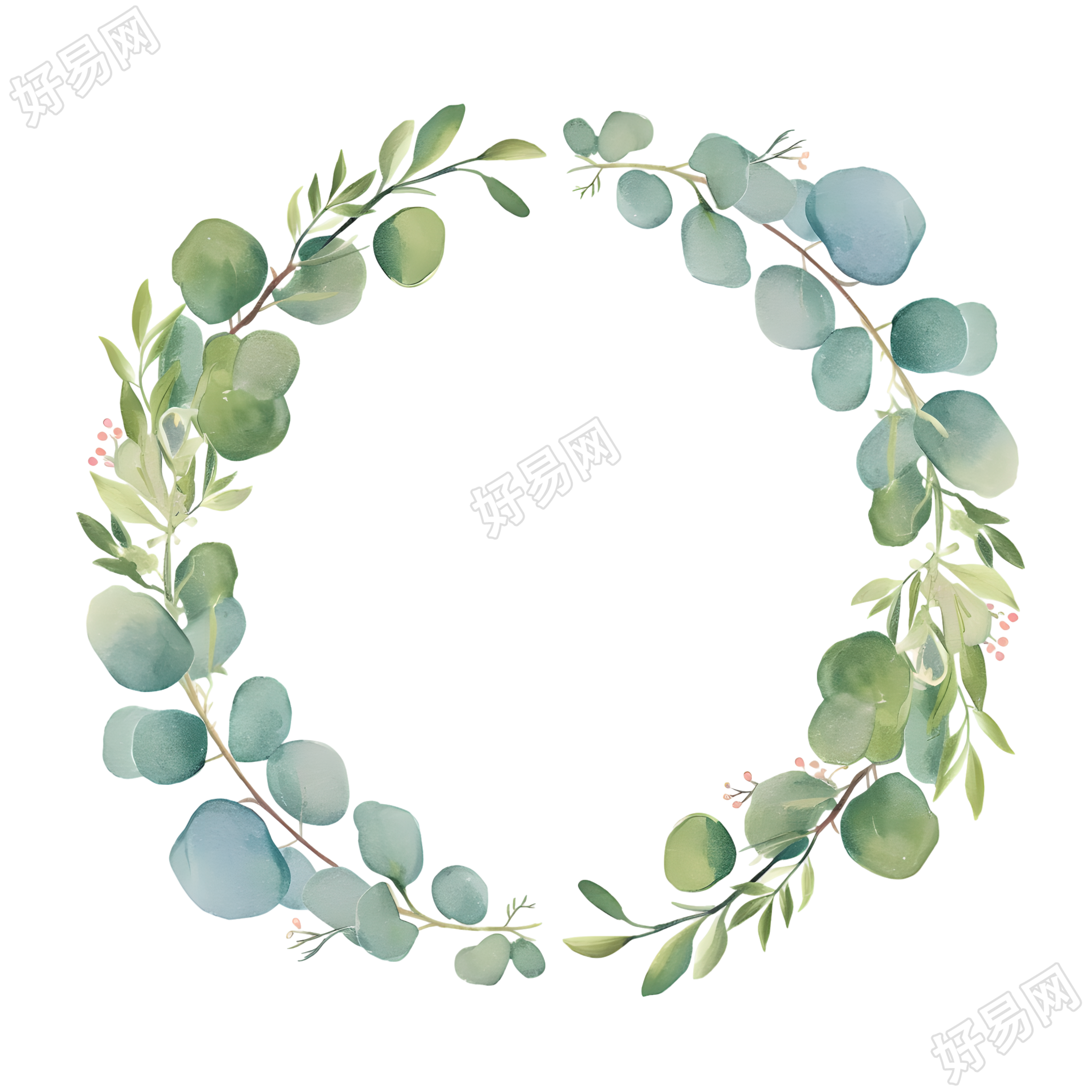 水彩花环装饰插图