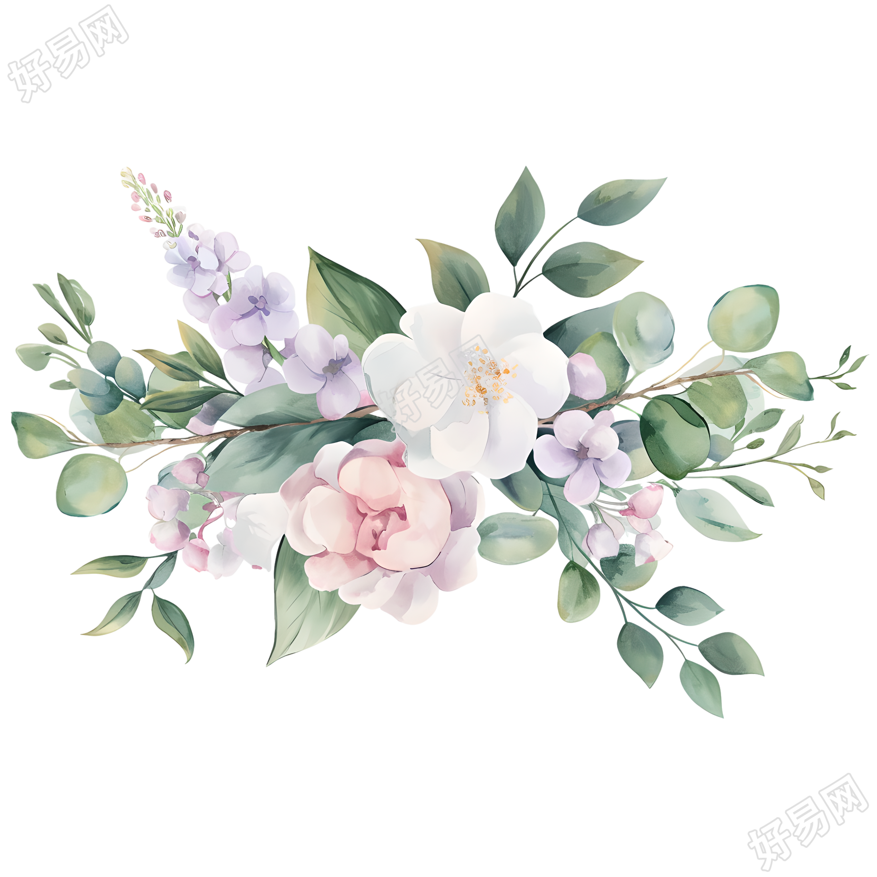水彩花环高清图形素材