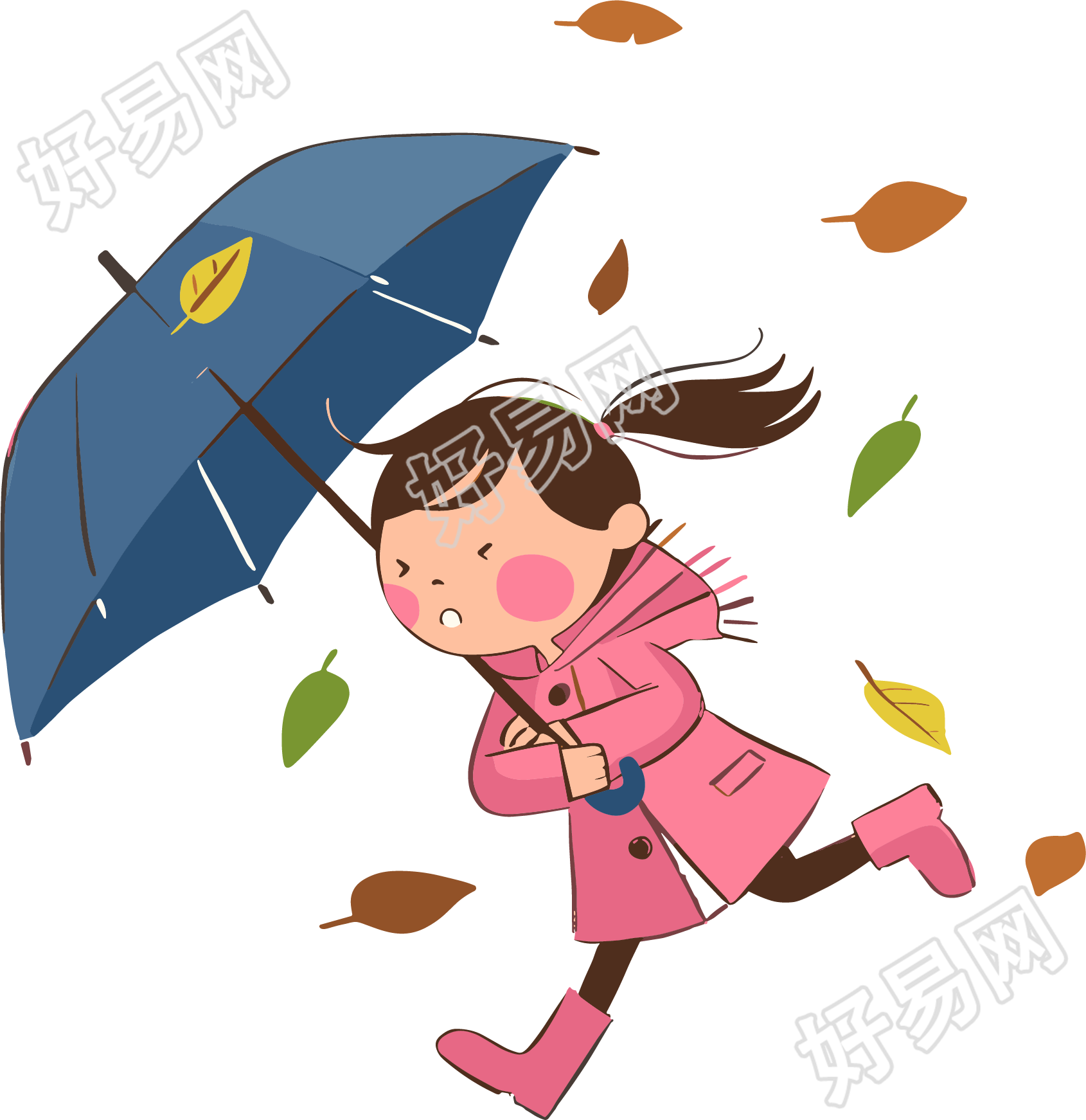 暴风雨中的女孩插图