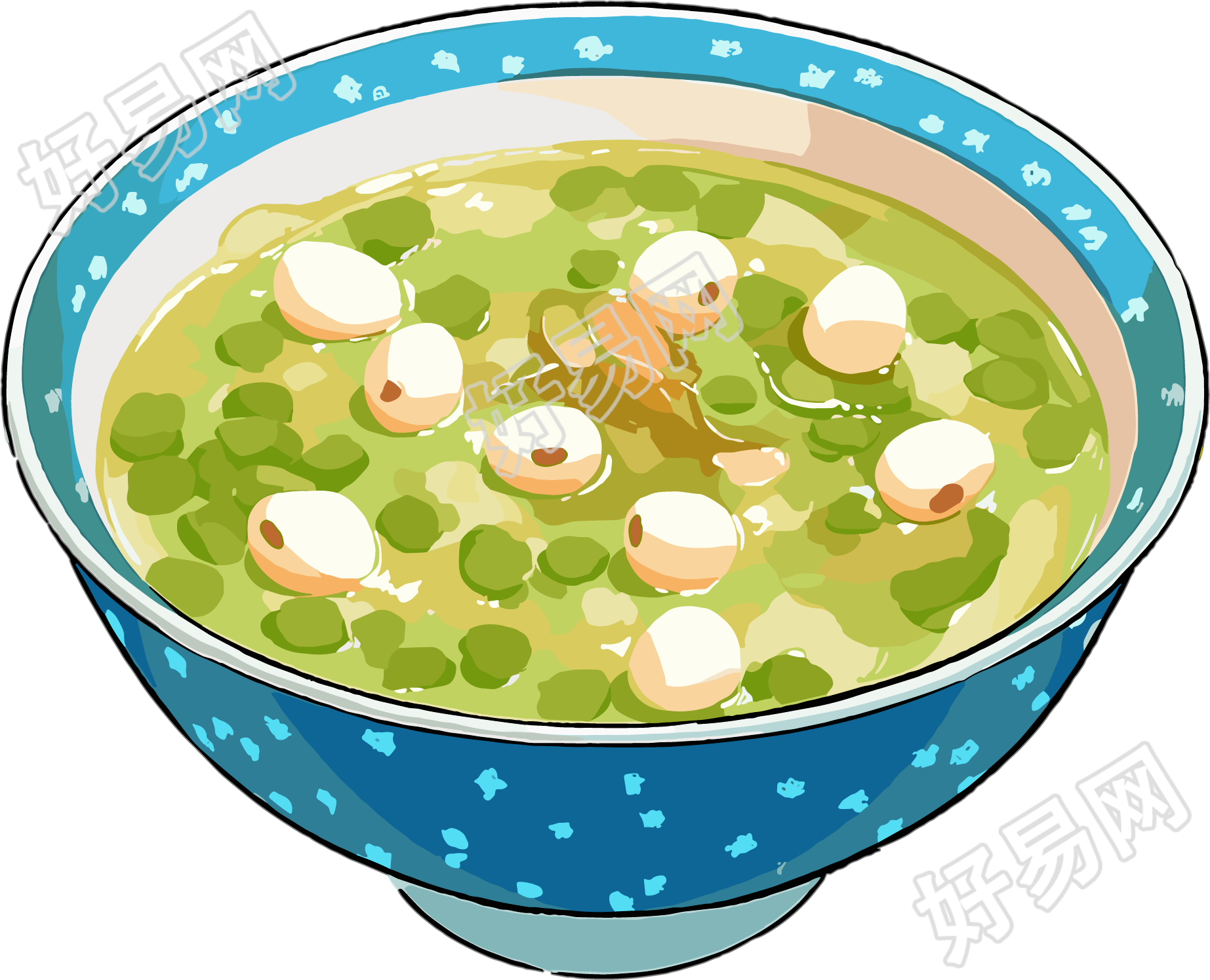 绿豆汤扁平插画