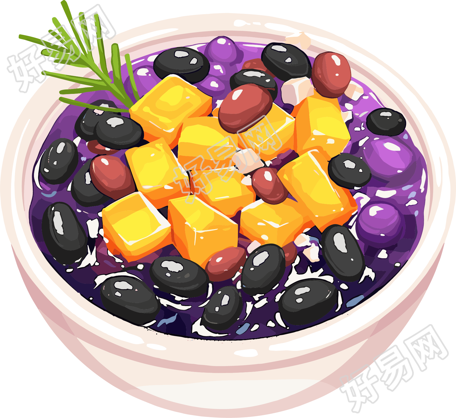 烧仙草可商用插画