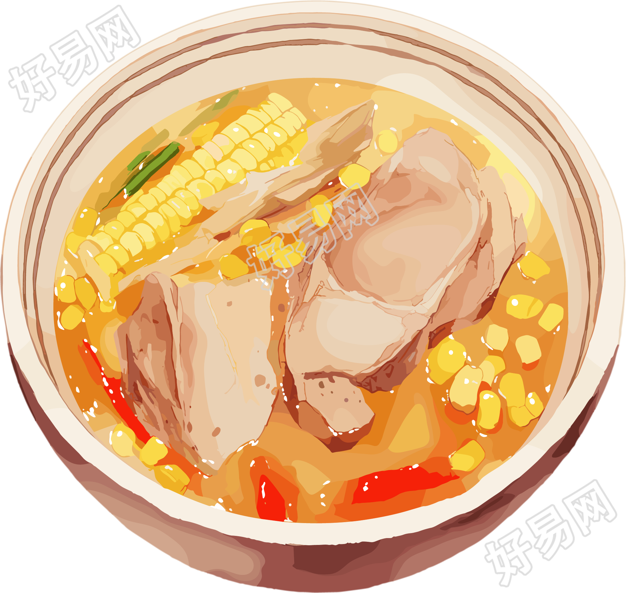 羊肉汤卡通风格元素