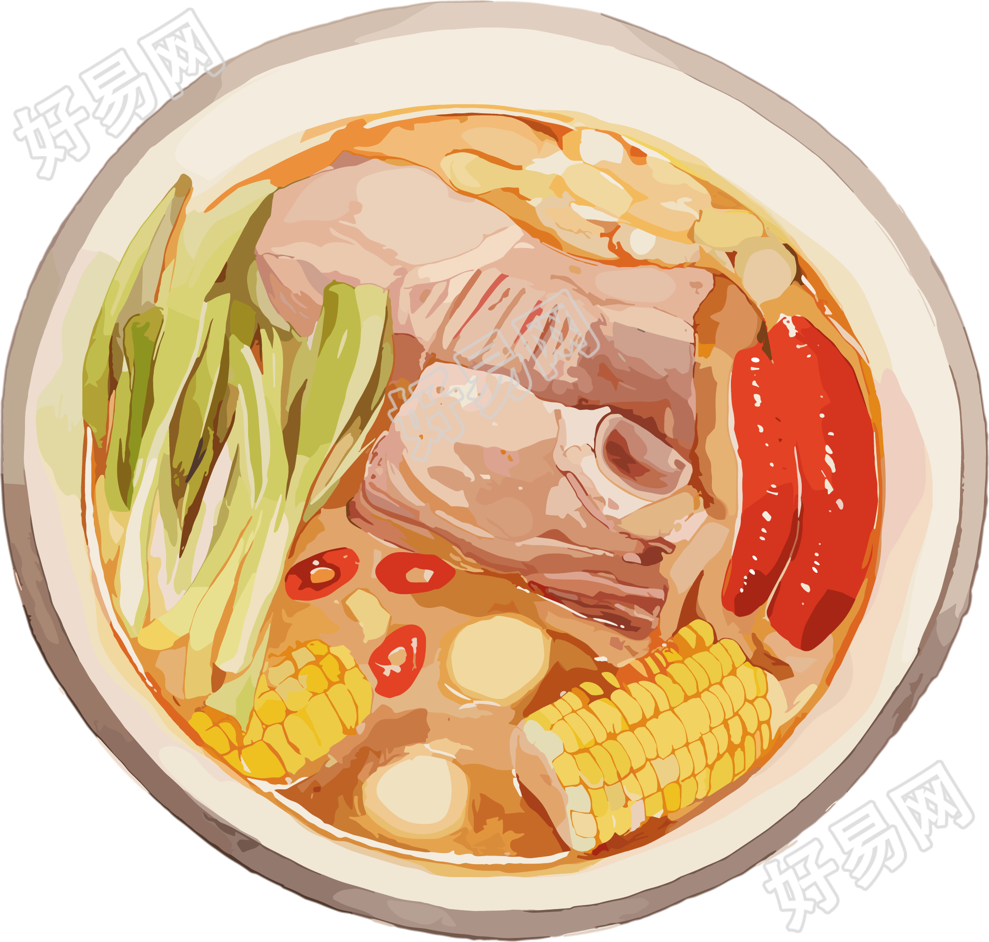 羊肉汤高清图形插画