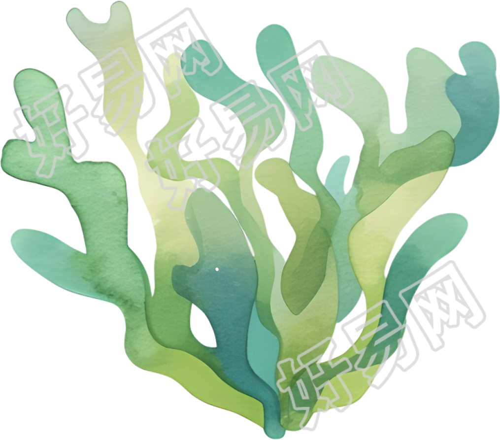 水彩水草创意插图
