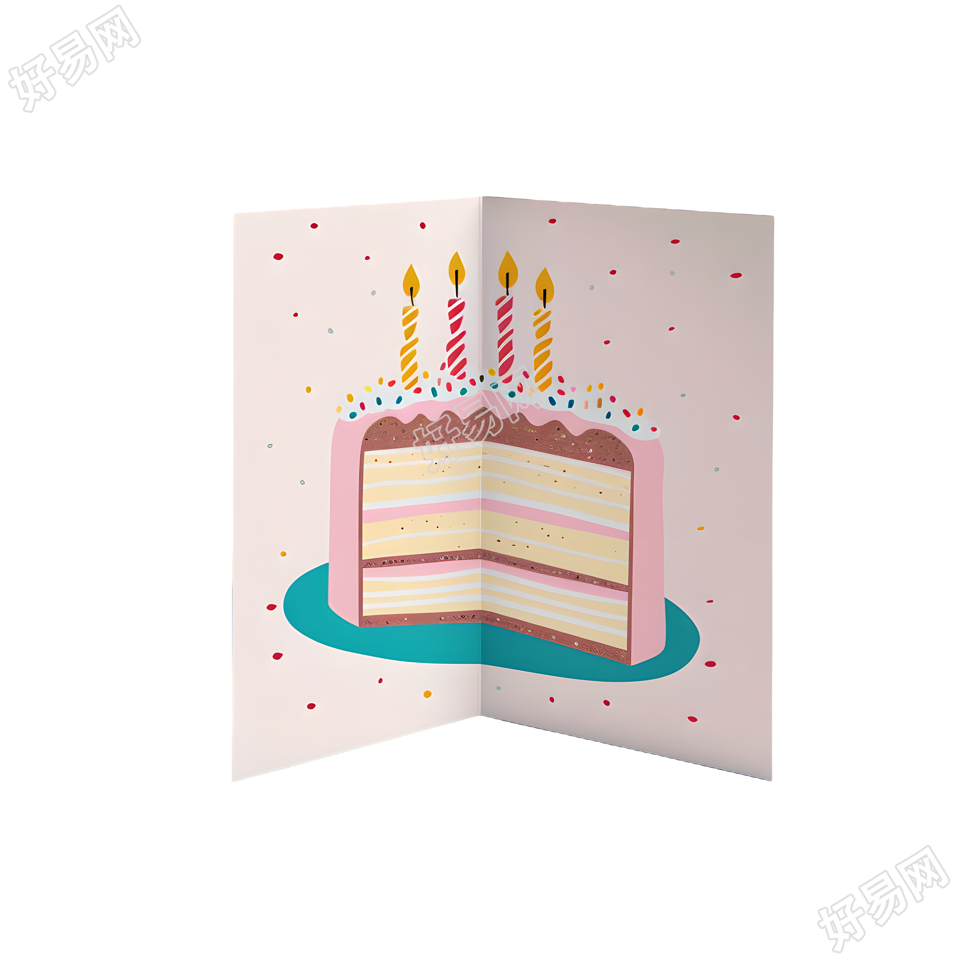 可爱蛋糕生日贺卡元素