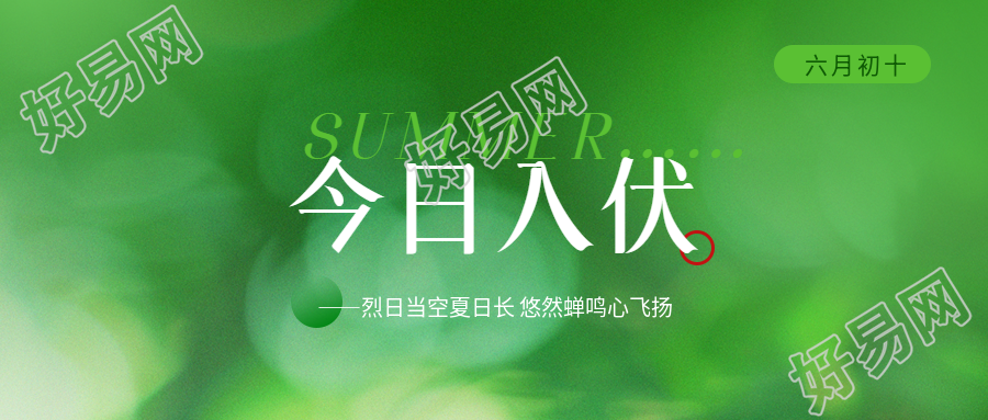 今日入伏绿色光影微信公众号首图