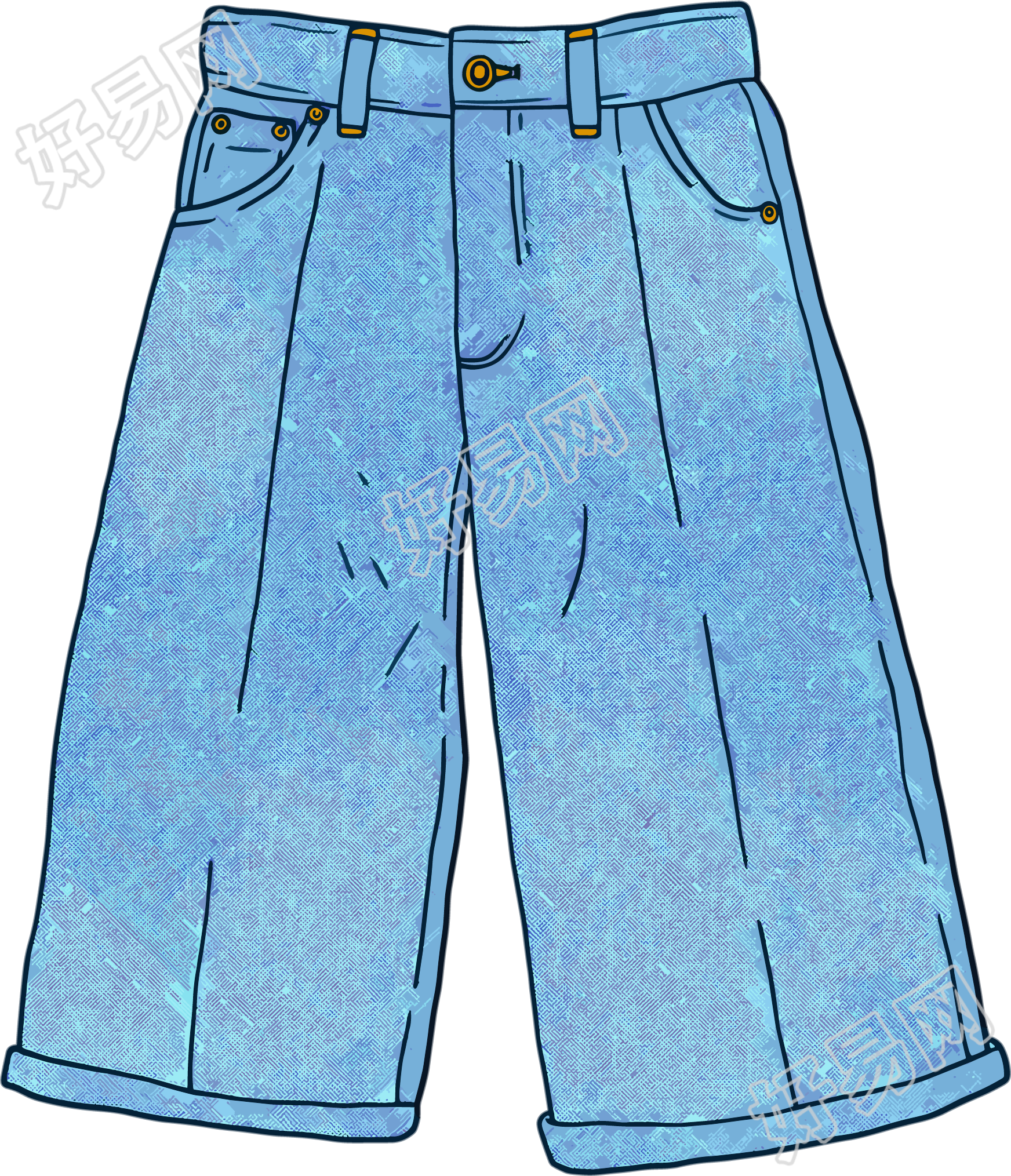牛仔裤时装插画