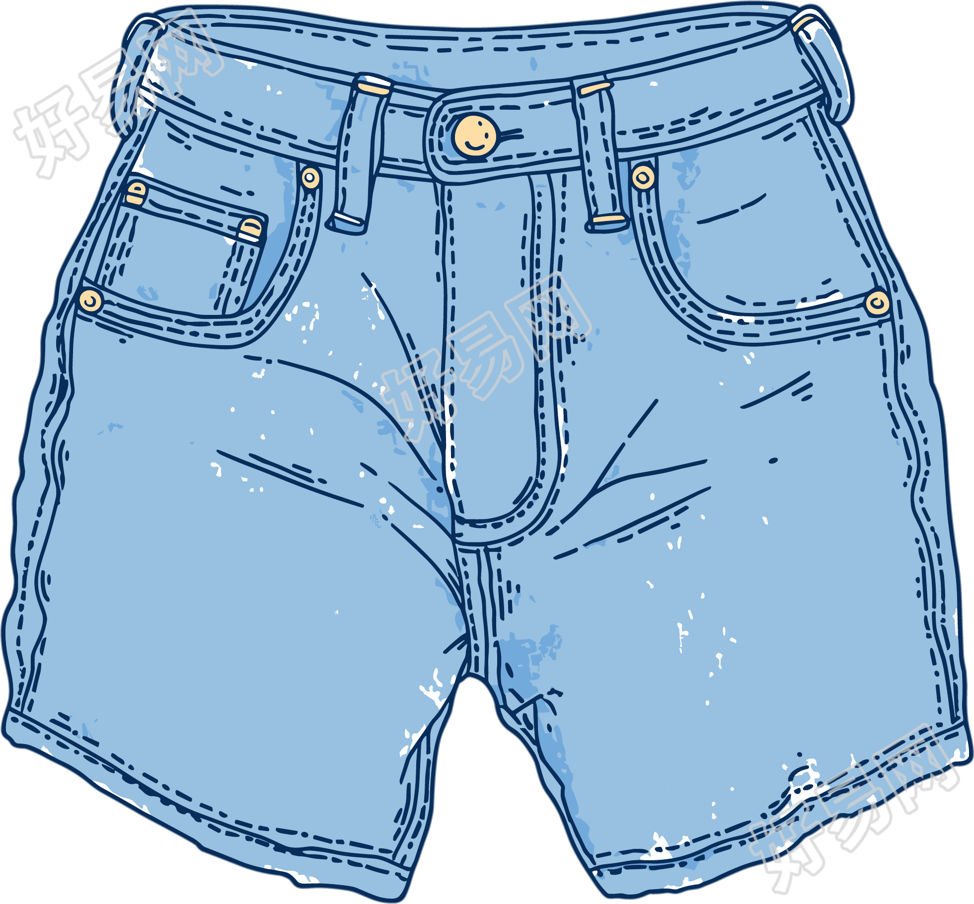 牛仔裤时装插图