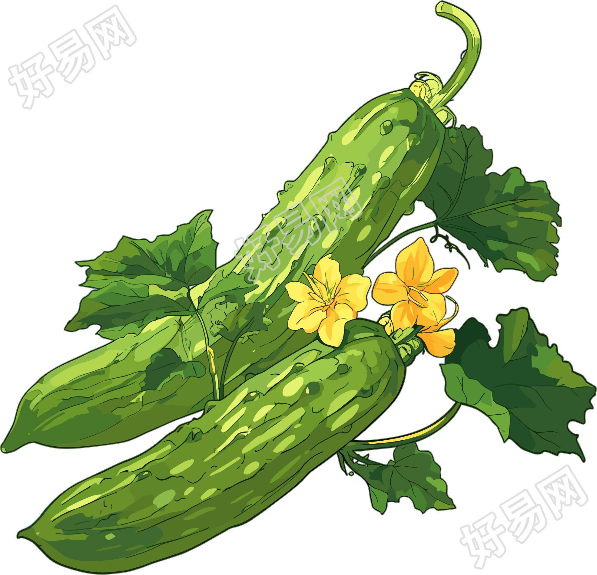 苦瓜水彩风素材
