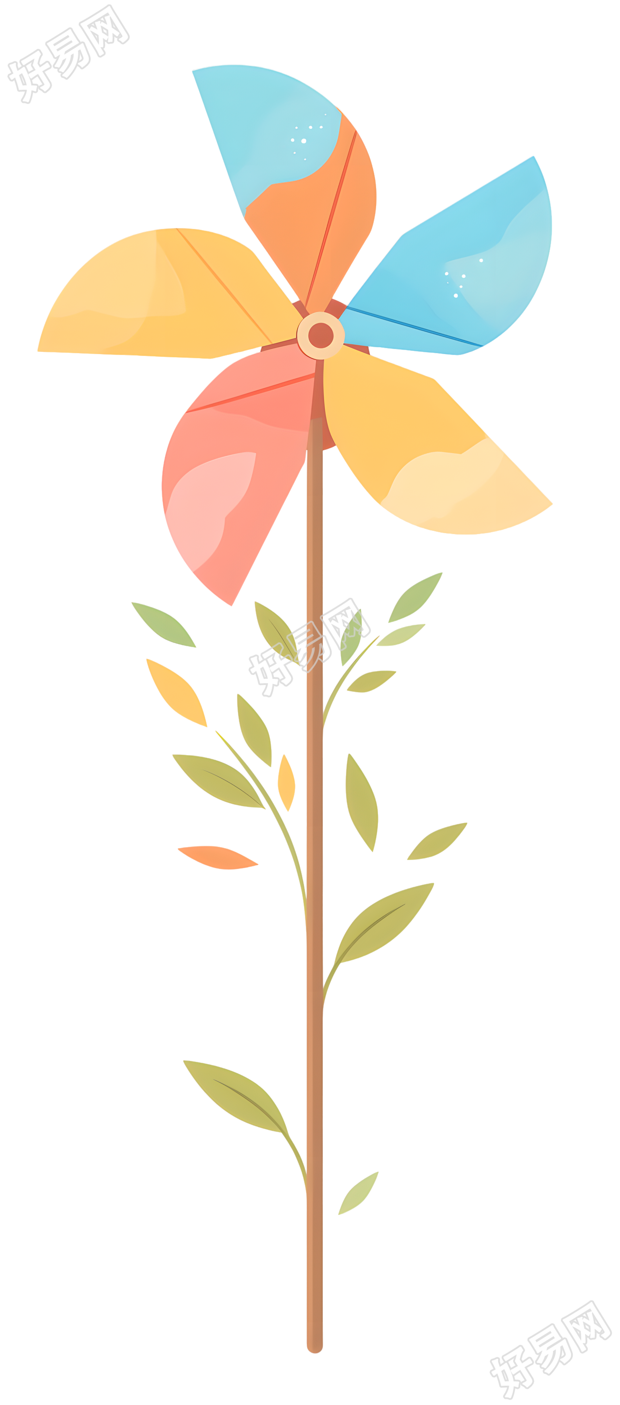 彩色纸风车插图