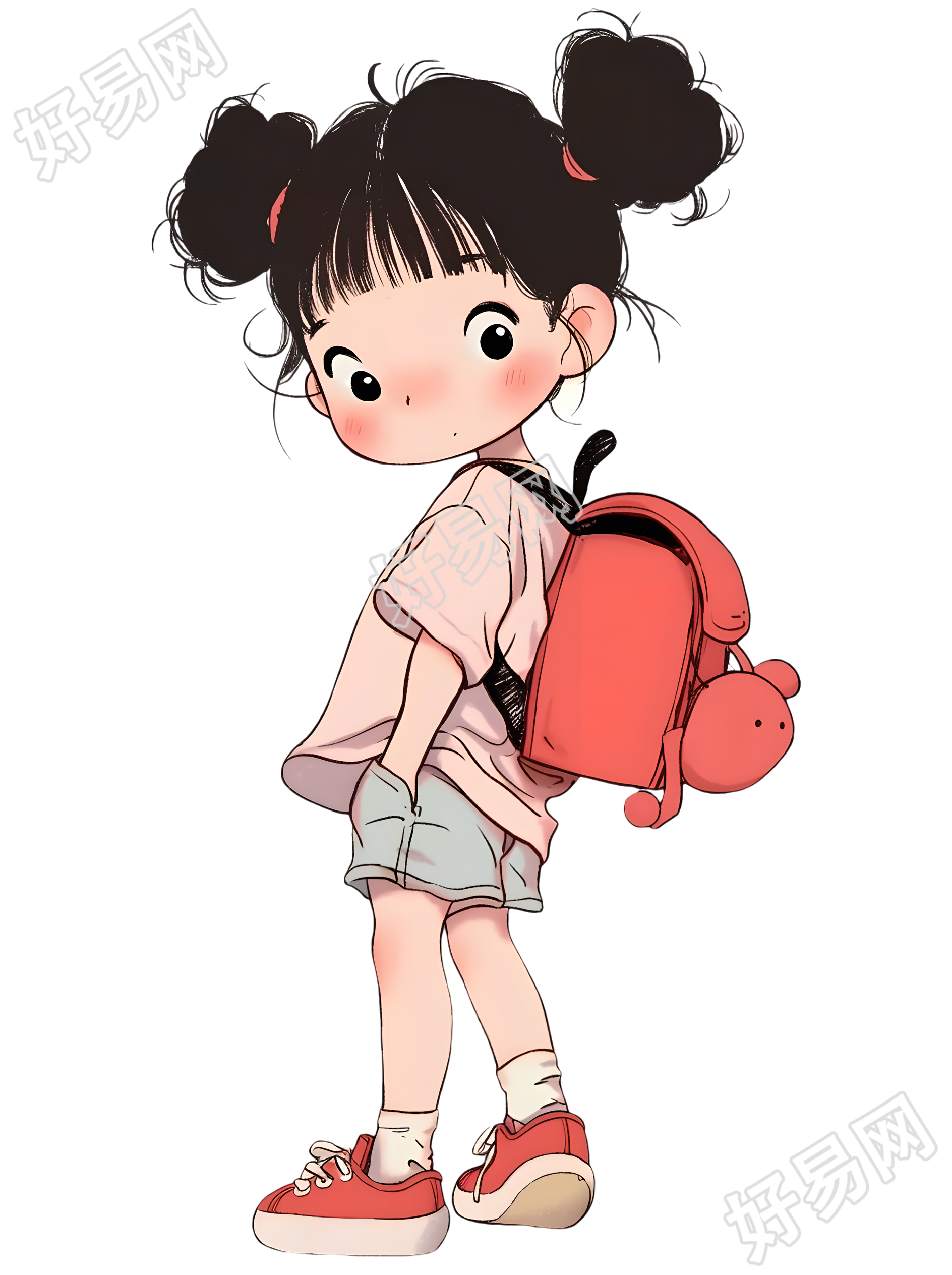 可爱小女孩透明背景元素