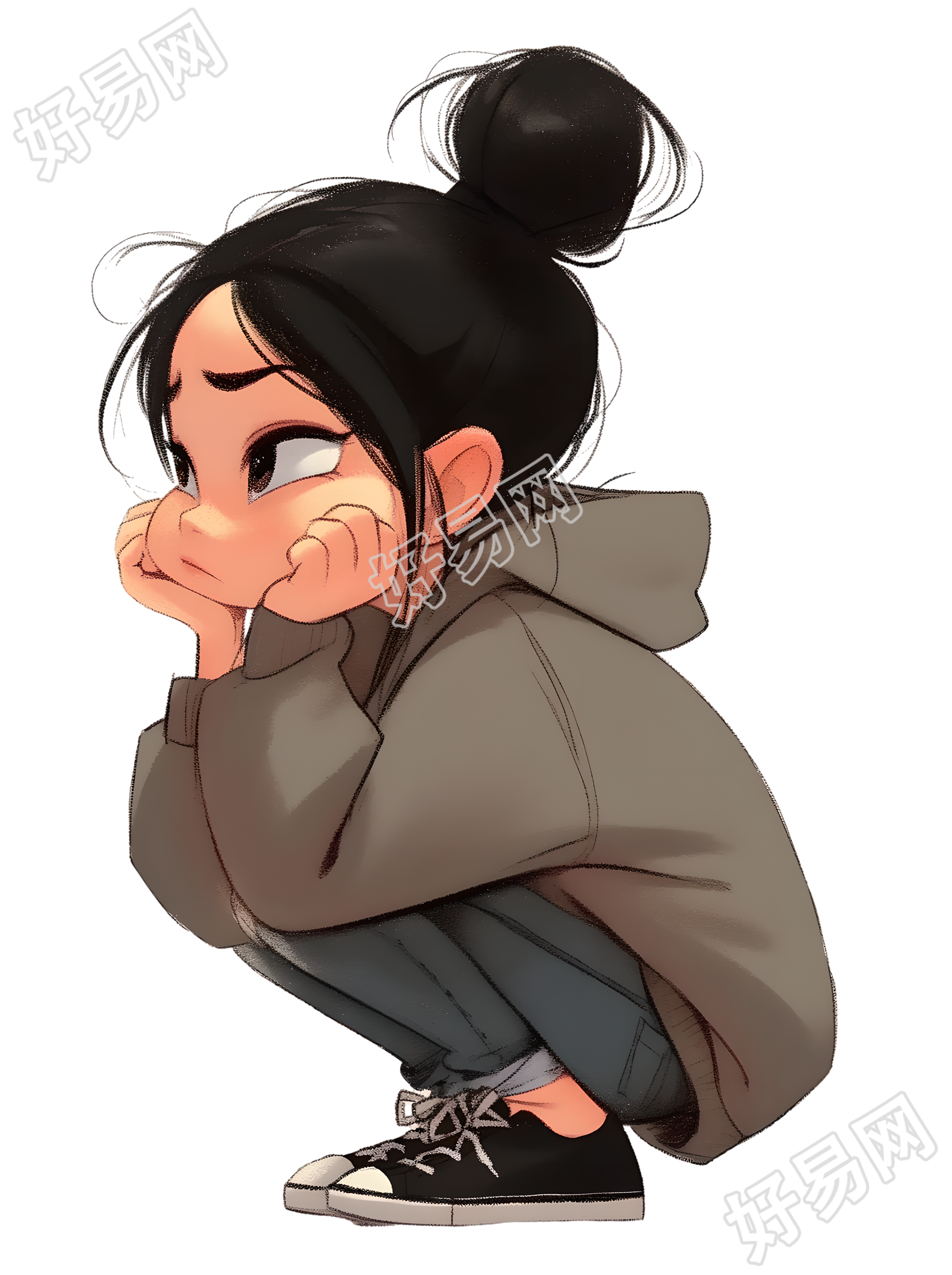 可爱小女孩插画设计元素