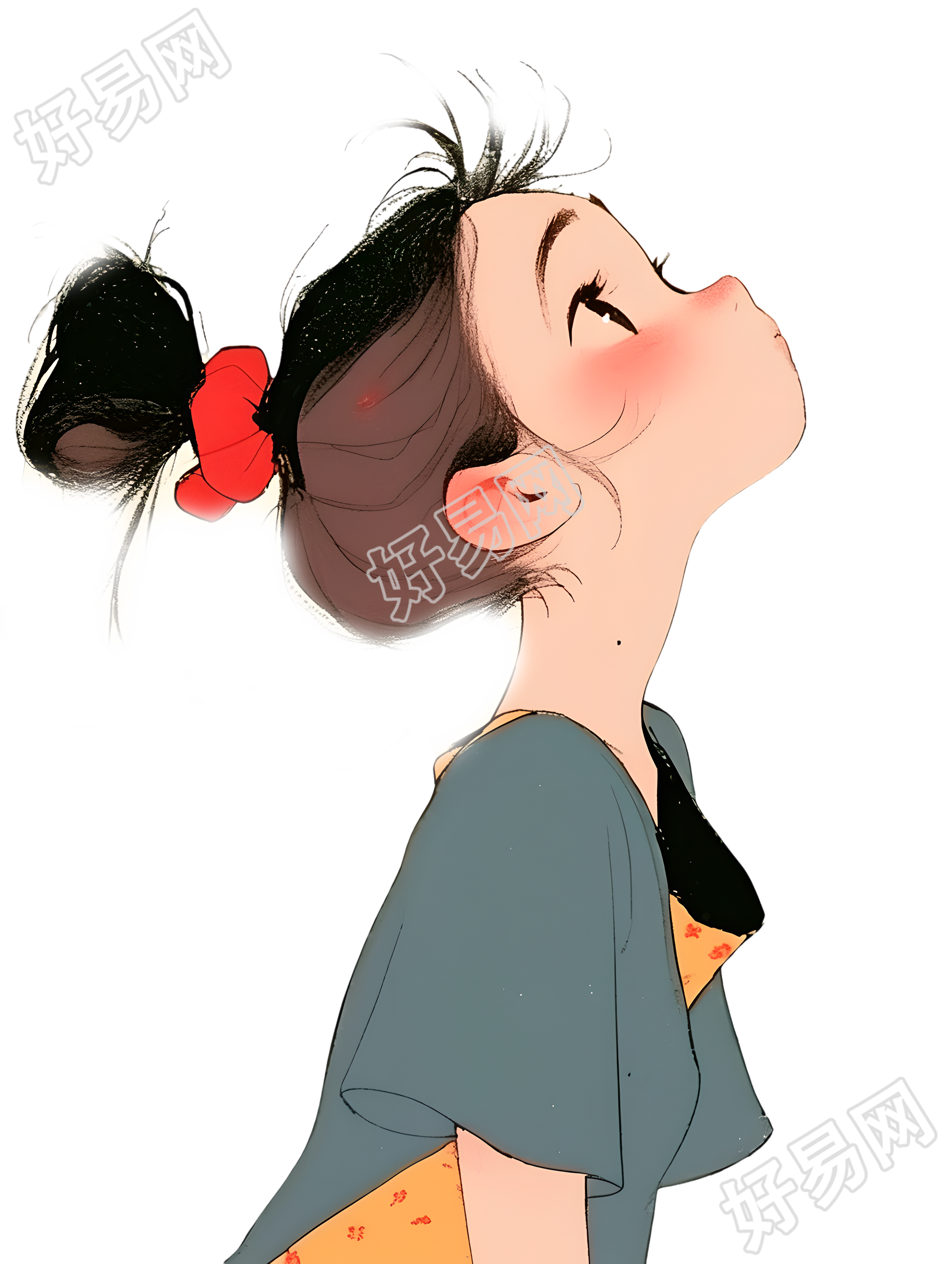 可爱小女孩丸子头插画