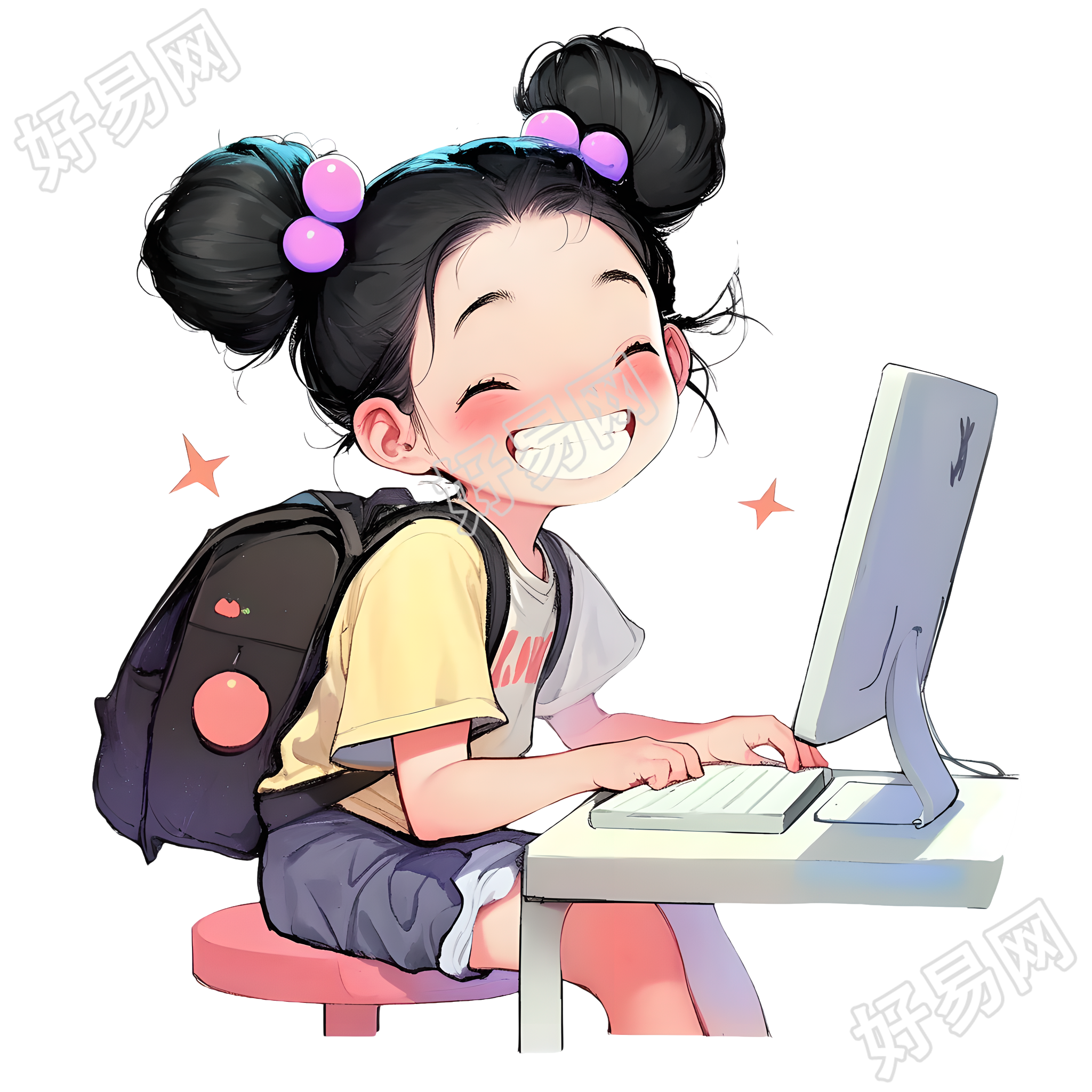 可爱小女孩商用插画