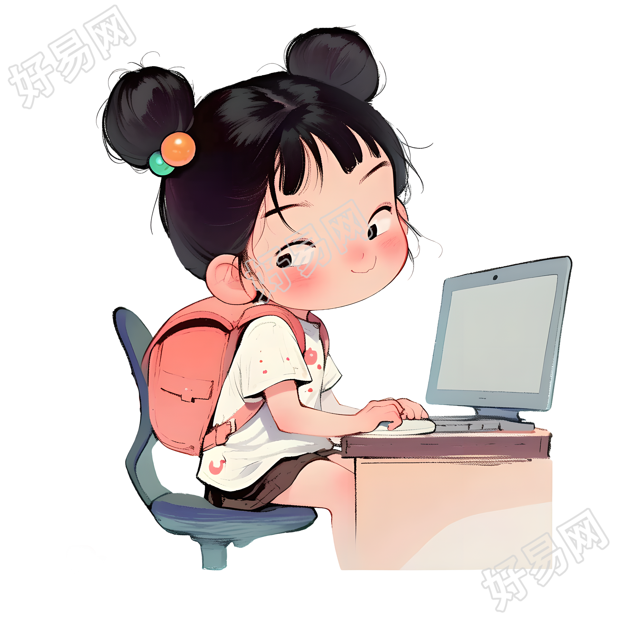可爱小女孩卡通插图