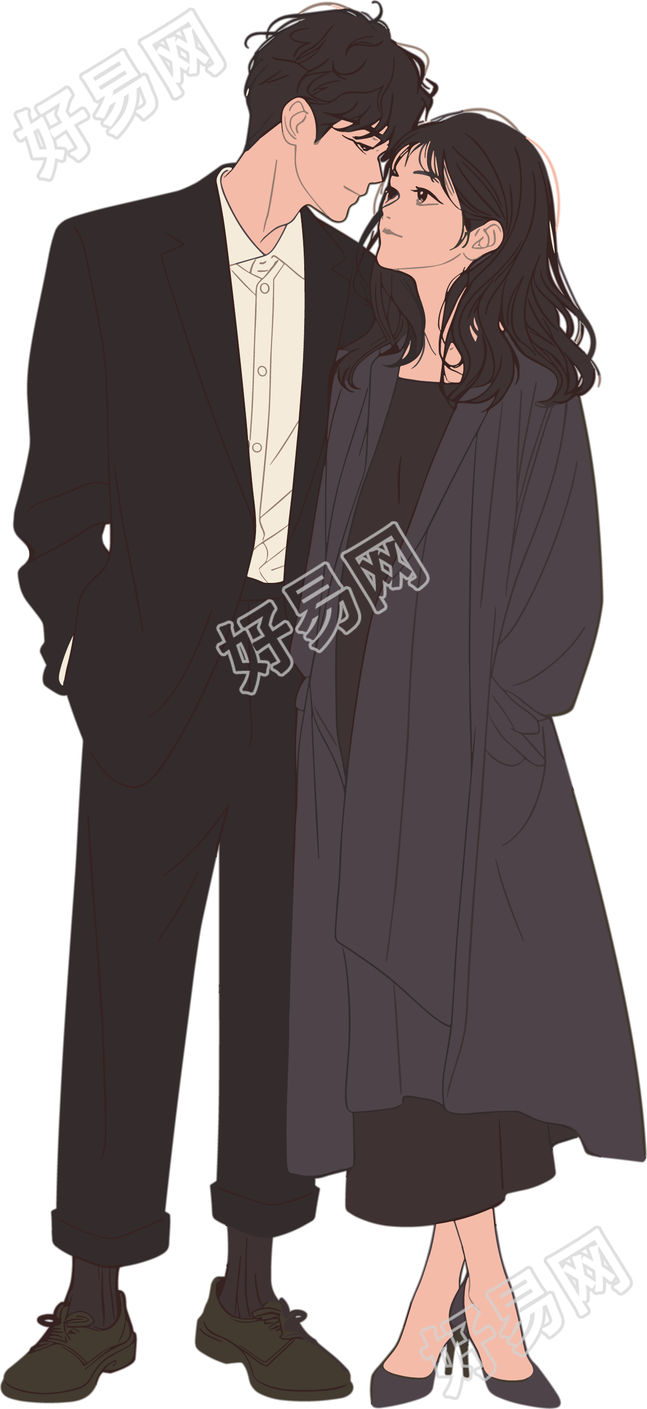 恋爱情侣创意插图