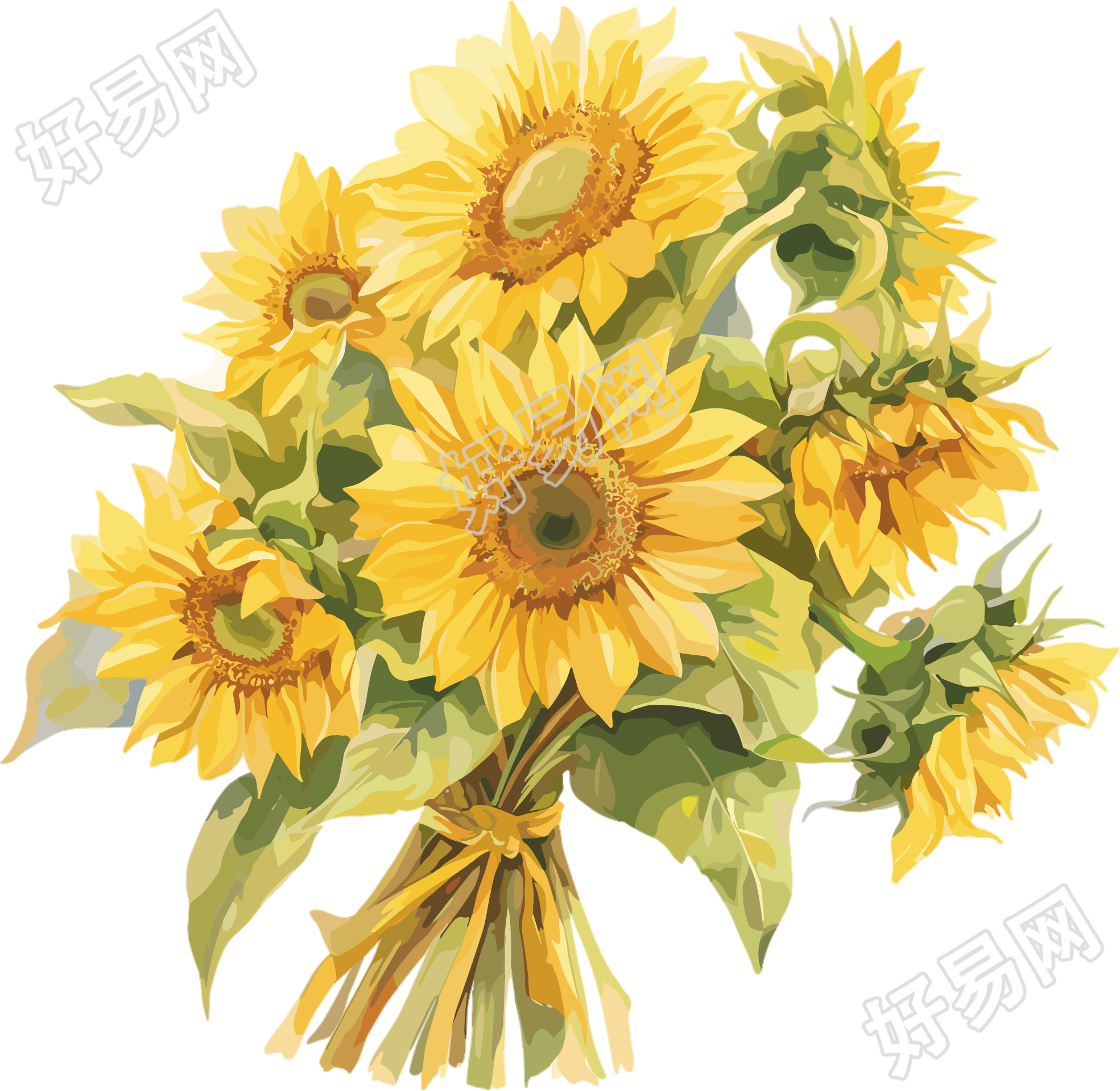 向日葵花束简约插画