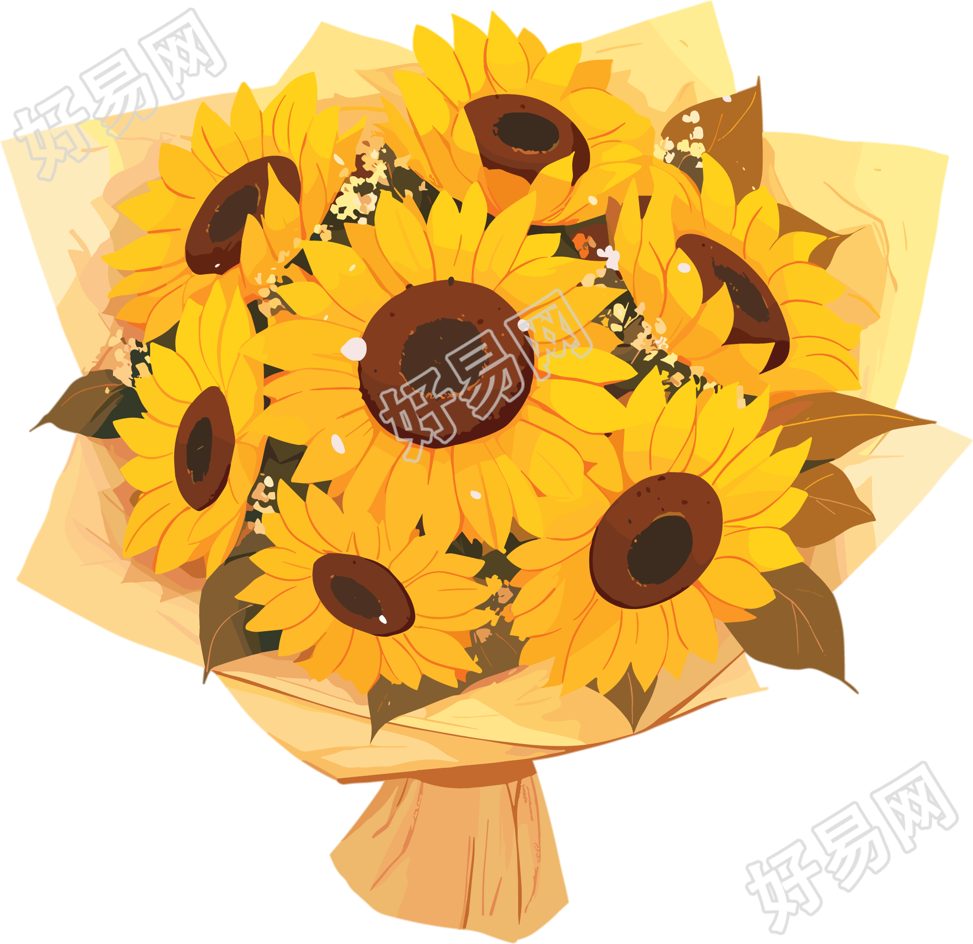 向日葵花束矢量插画
