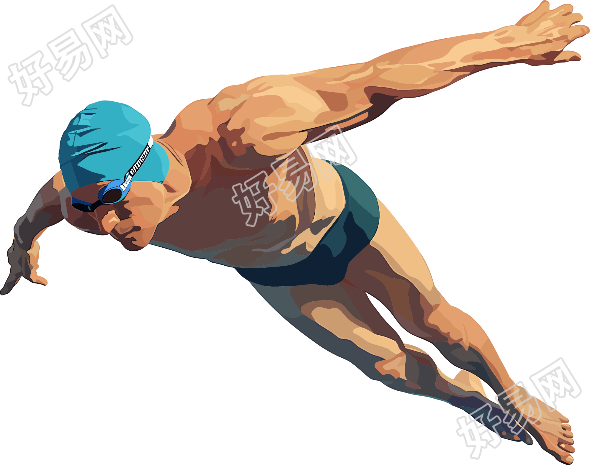 游泳比赛插画设计元素