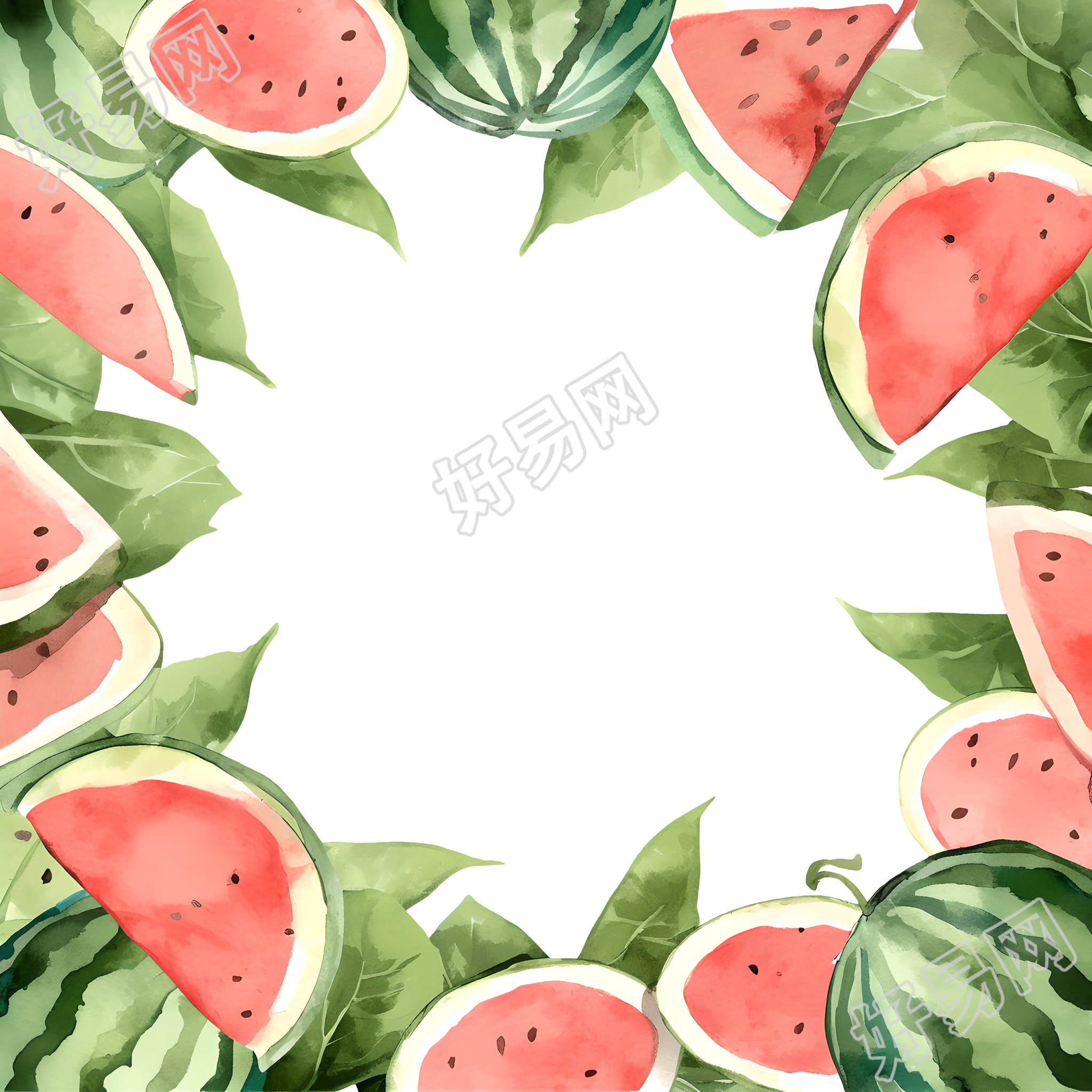 西瓜边框插画