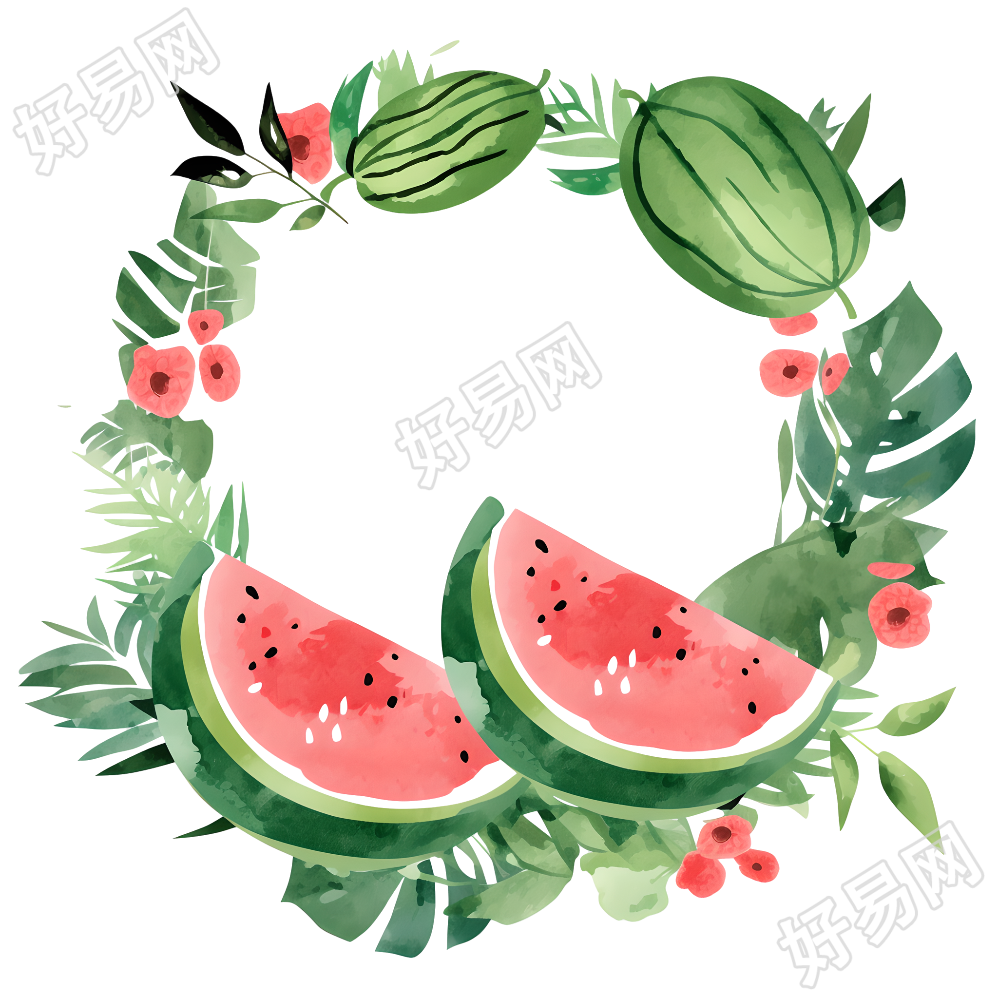 西瓜边框PNG插画