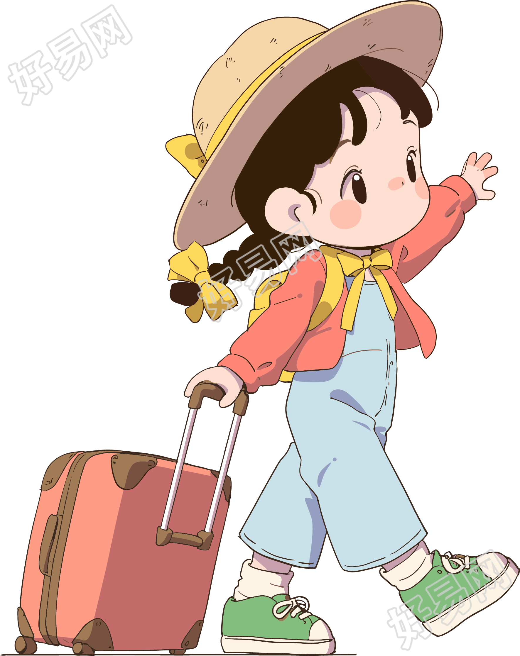 小学生旅游卡通元素