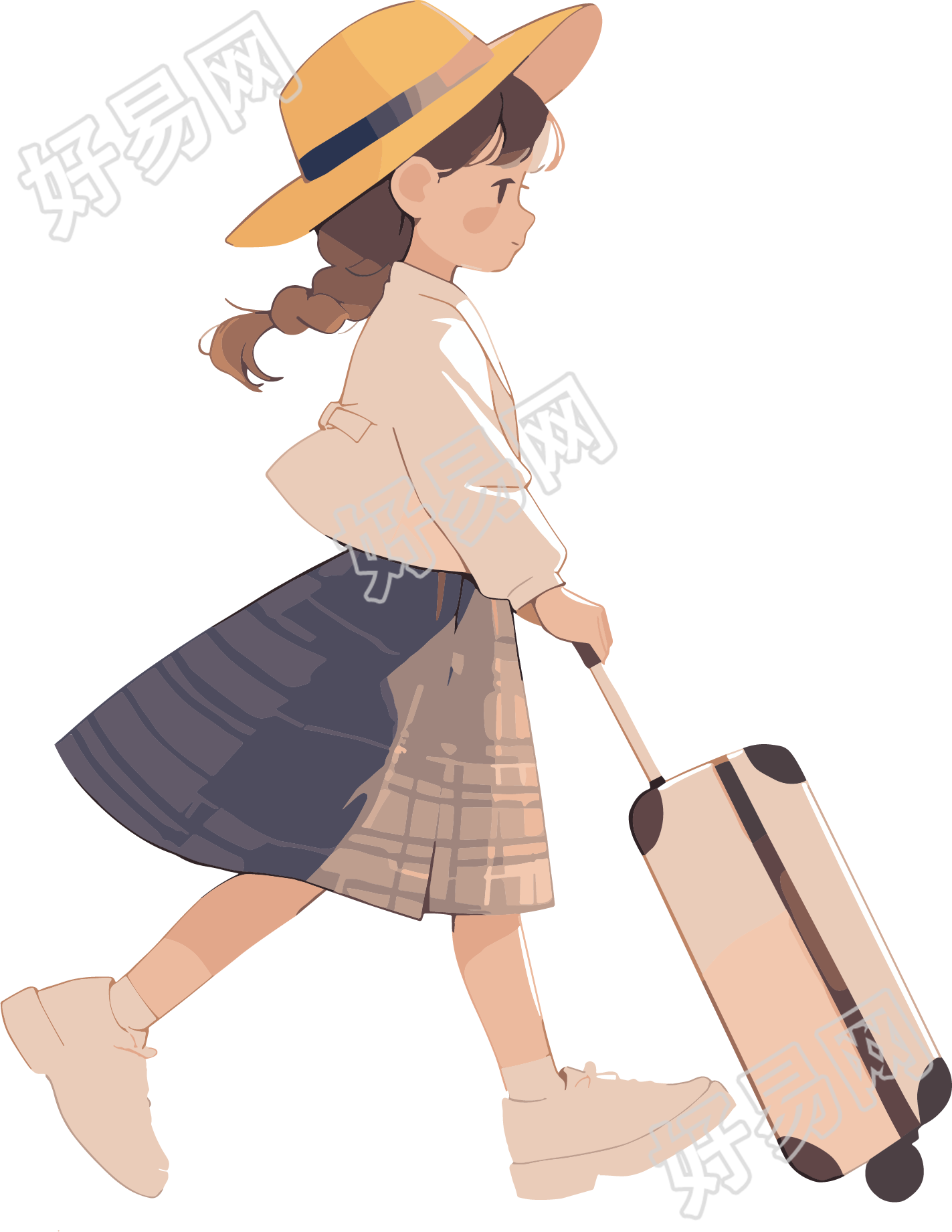小学生旅游可爱插画