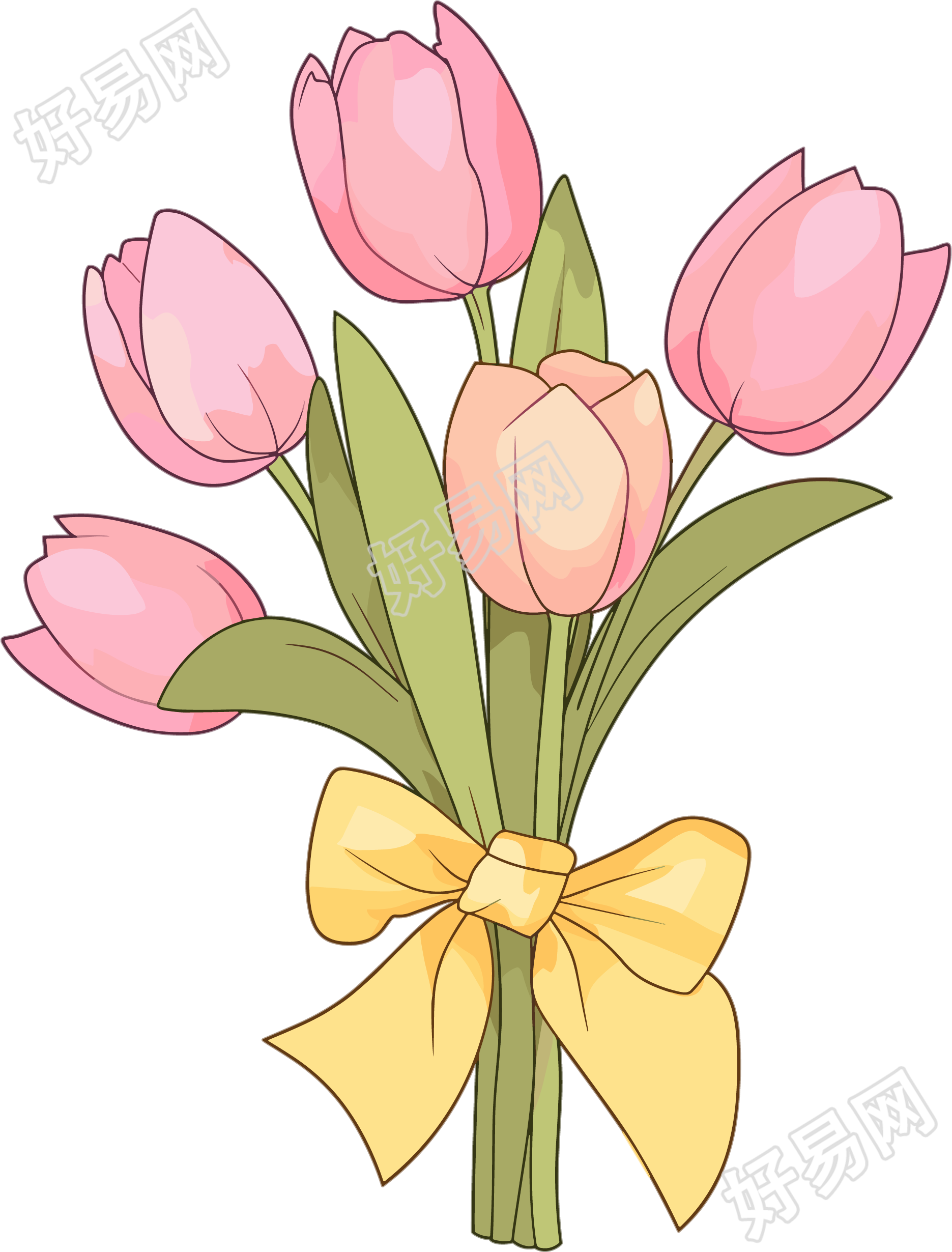 粉色郁金香花束插画