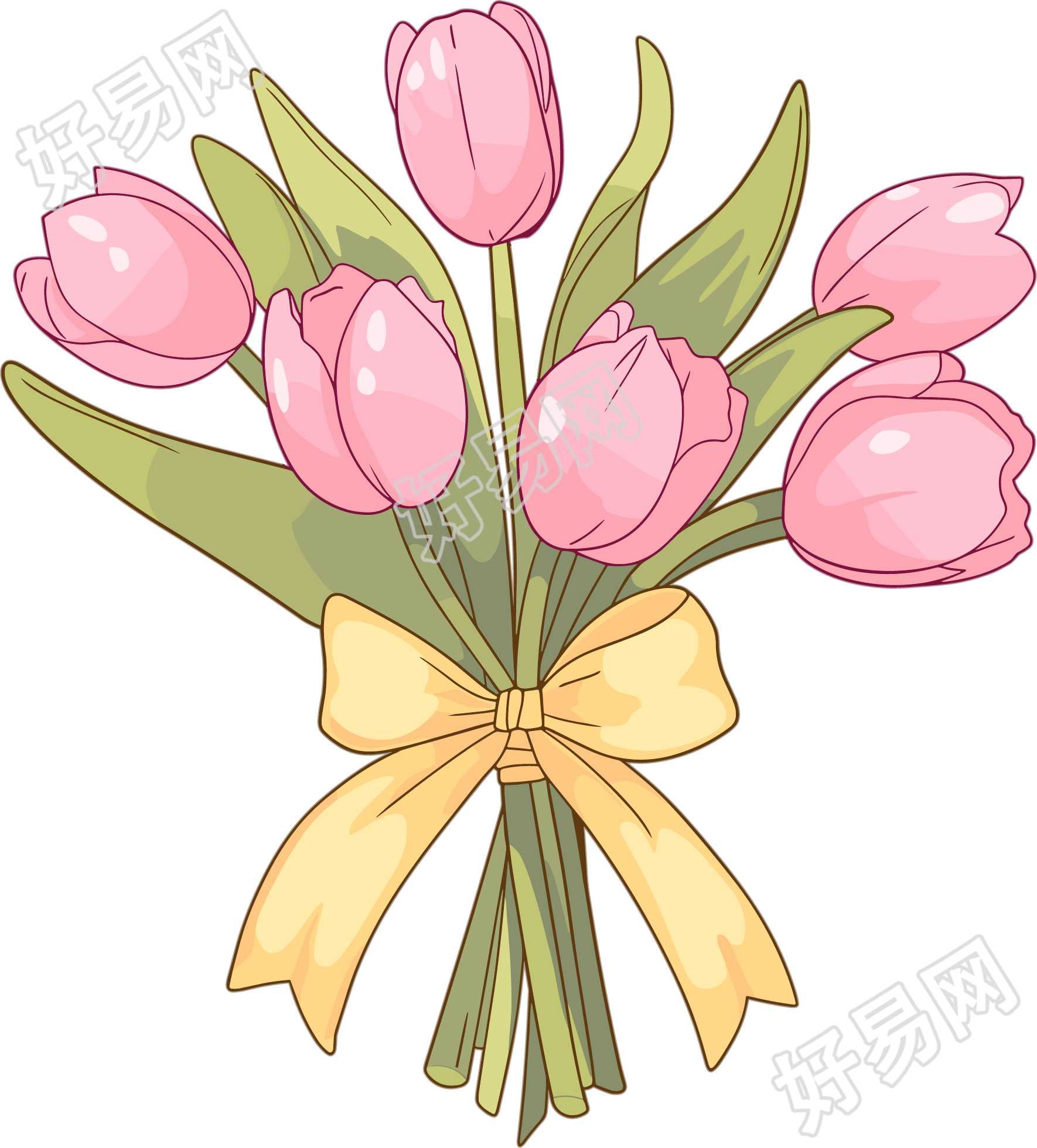 粉色郁金香花束素材